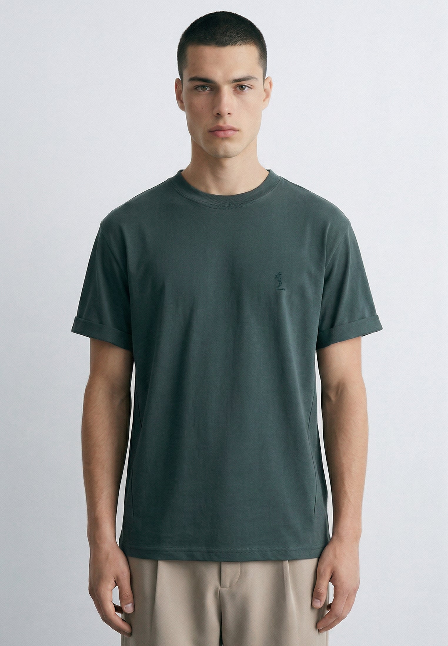 ESSENTIAL ROLLED CUFF T-SHIRT COAL