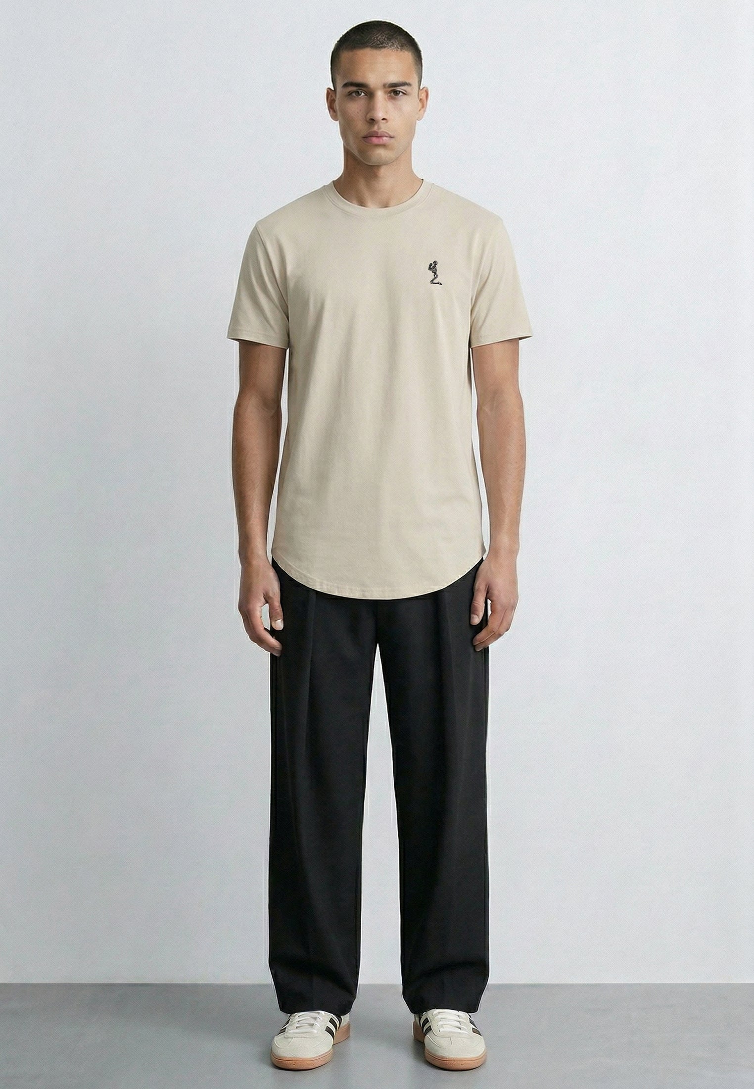 ESSENTIAL SWAG CURVED HEM FAWN T-SHIRT