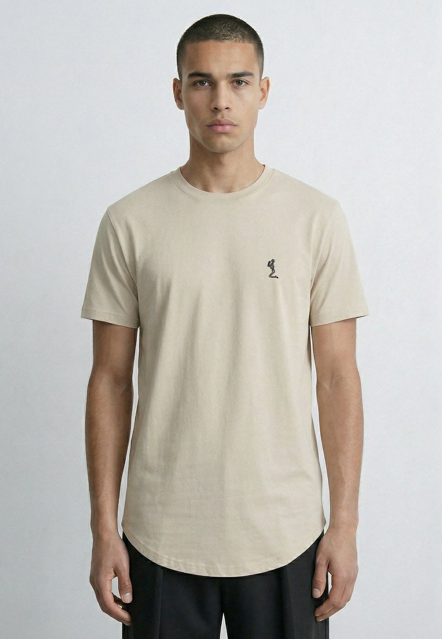 ESSENTIAL SWAG CURVED HEM FAWN T-SHIRT
