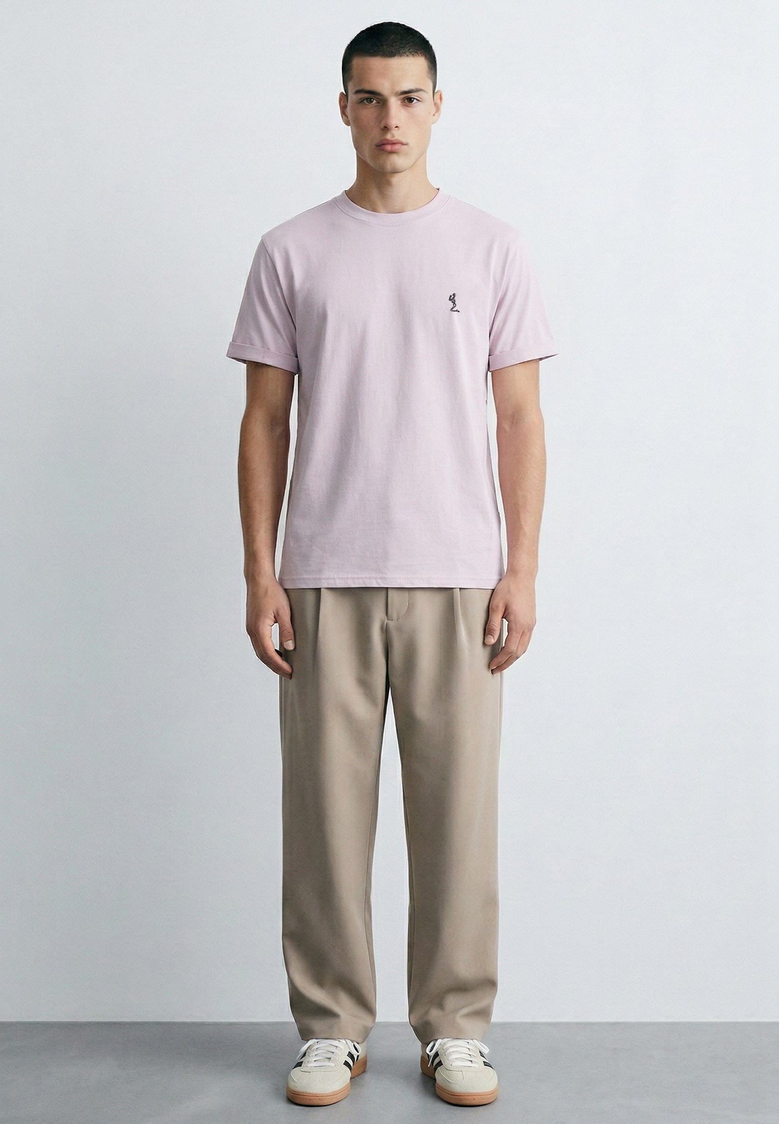 ESSENTIAL ROLLED CUFF T-SHIRT PALE PINK
