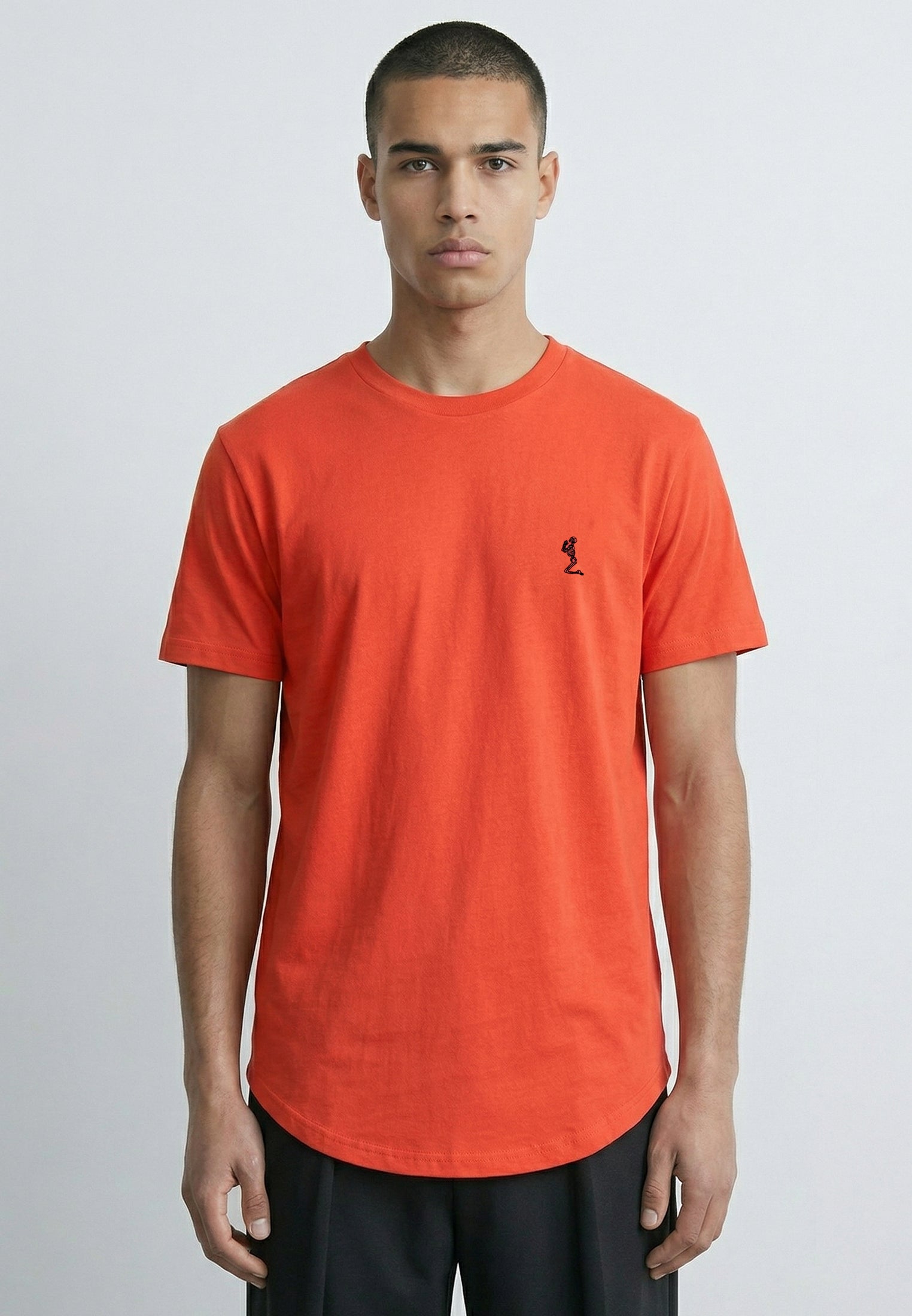 ESSENTIAL CURVED HEM ROYAL RED T-SHIRT