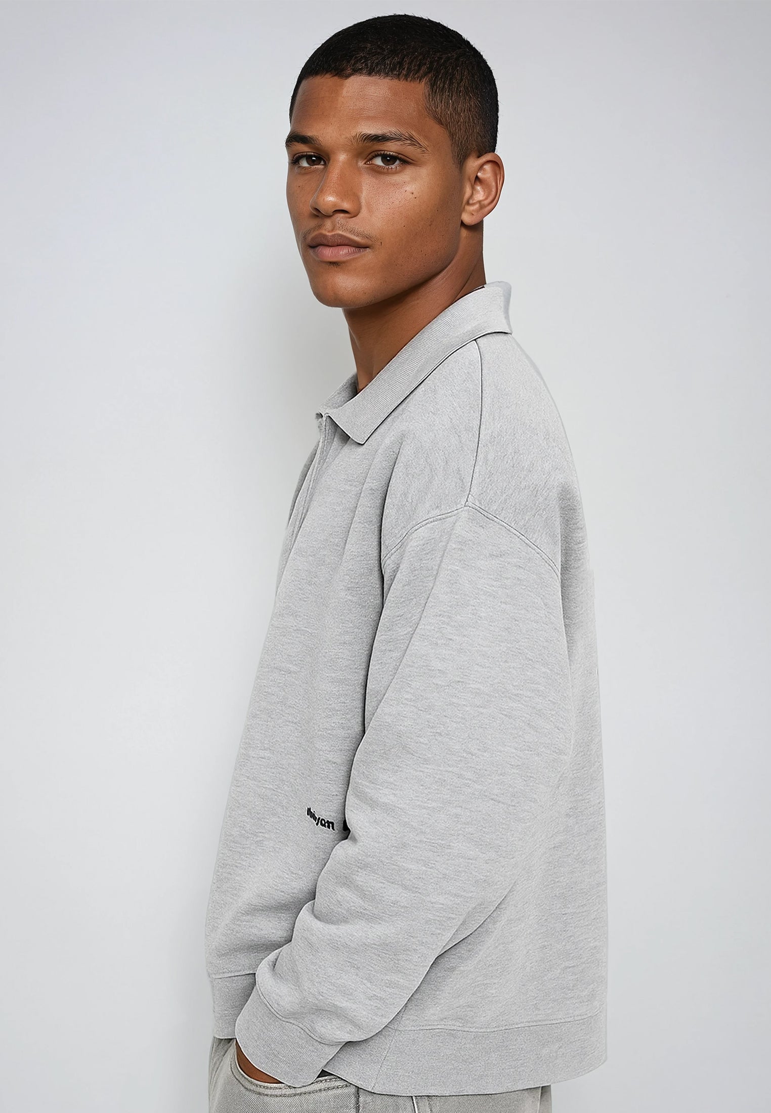 RELIGION UK CROPPED ZIP SWEATSHIRT GREY MARL