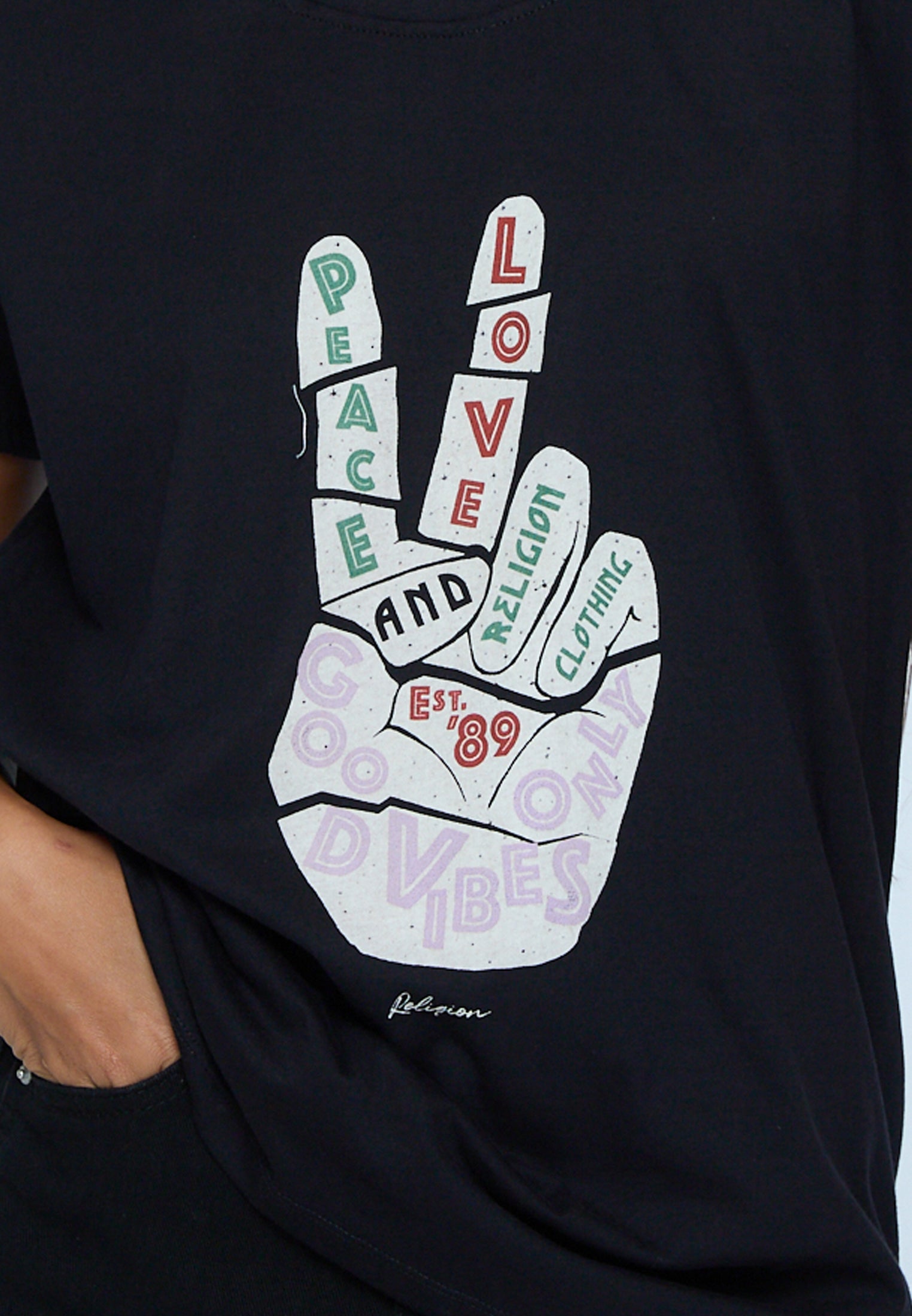 ROCK T-SHIRT PEACE BLACK