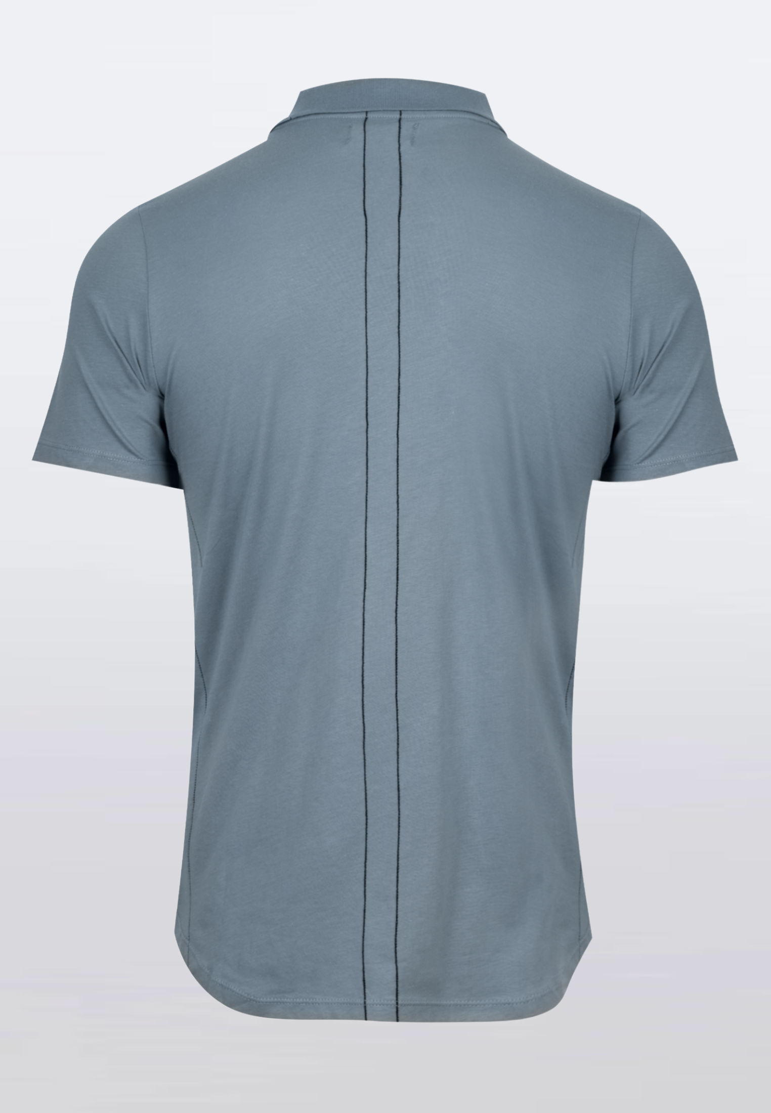 ESSENTIAL CURVED HEM SLATE POLO SHIRT