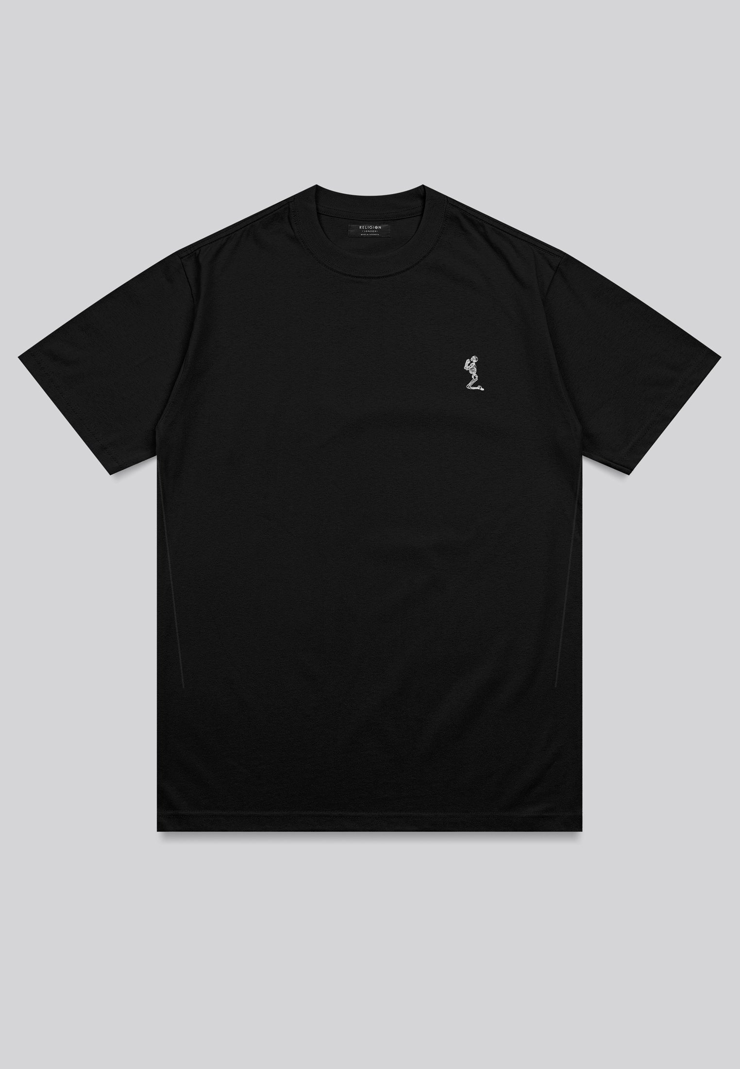 PRAYING SKELETON STENCIL T-SHIRT BLACK