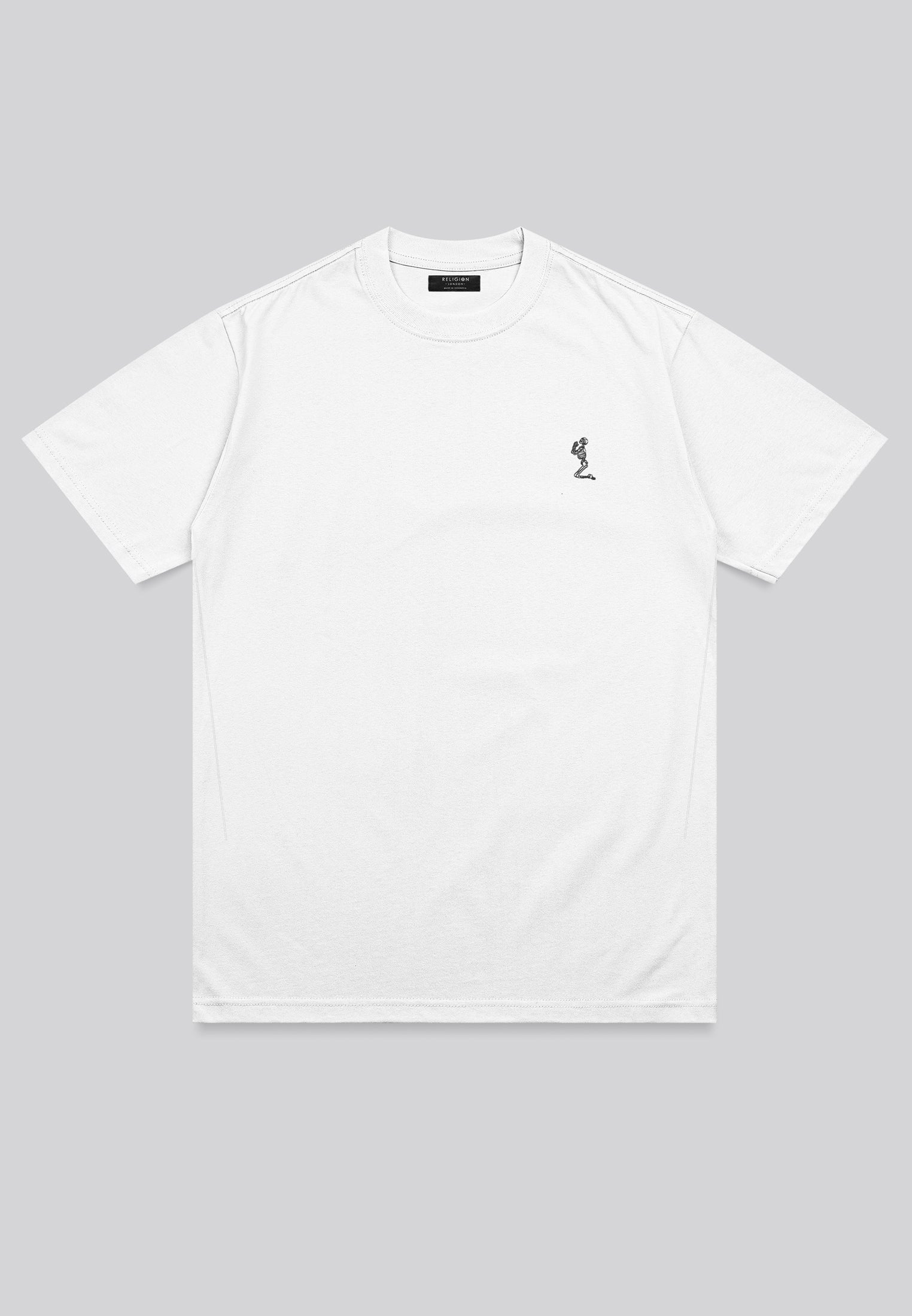 PRAYING SKELETON STENCIL T-SHIRT WHITE