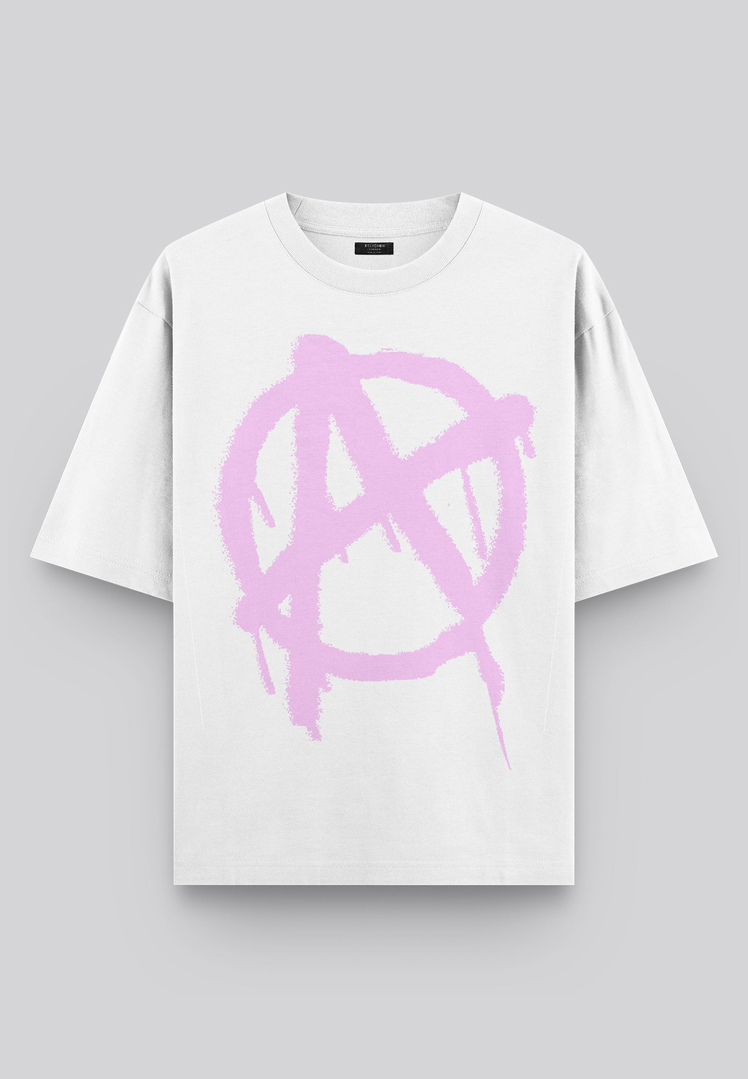 ANARCHY SYMBOL T-SHIRT WHITE & PINK