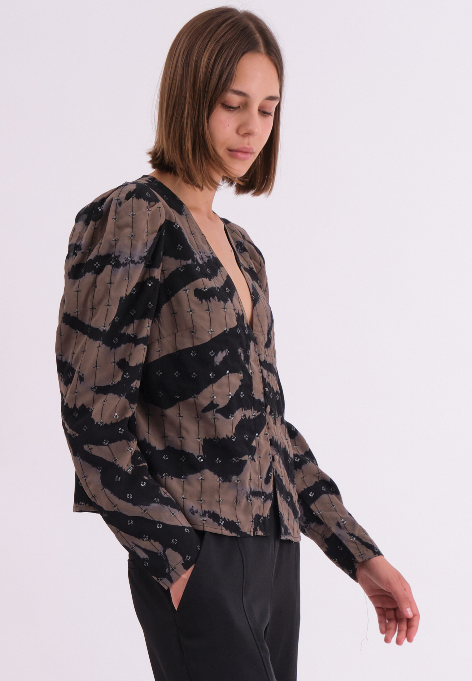 SHINE TOP ZEBRA TAUPE