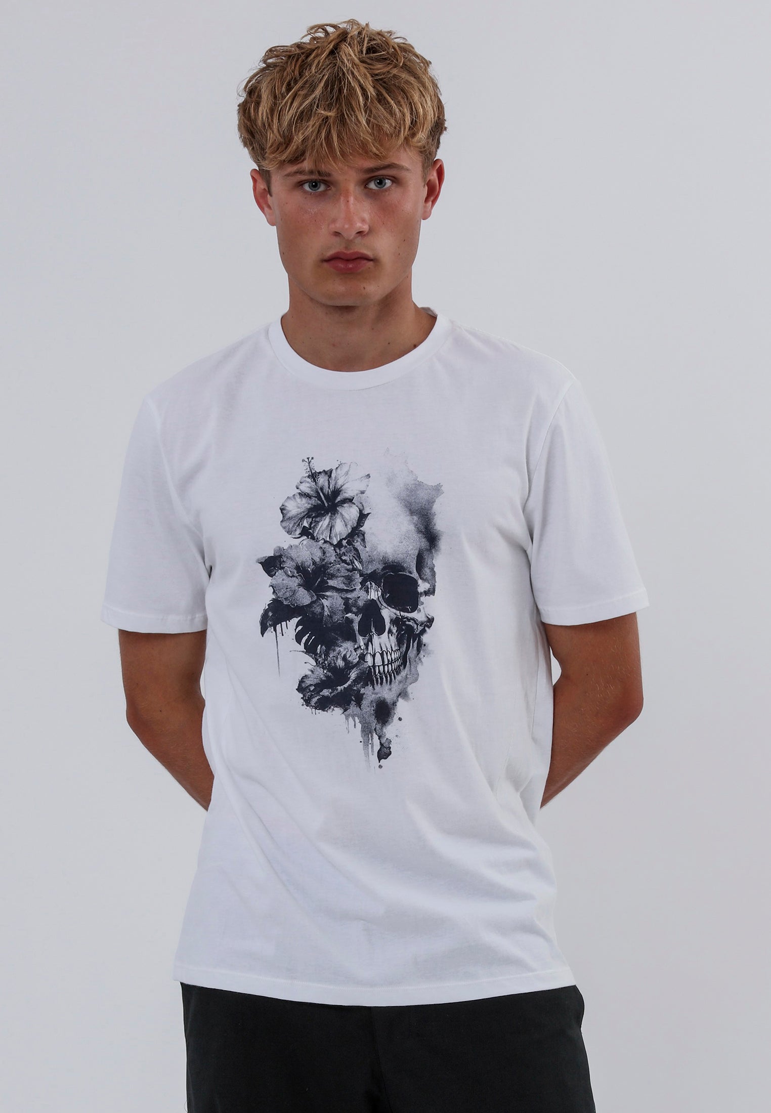 WATER COLOUR SKULL T-SHIRT WHITE