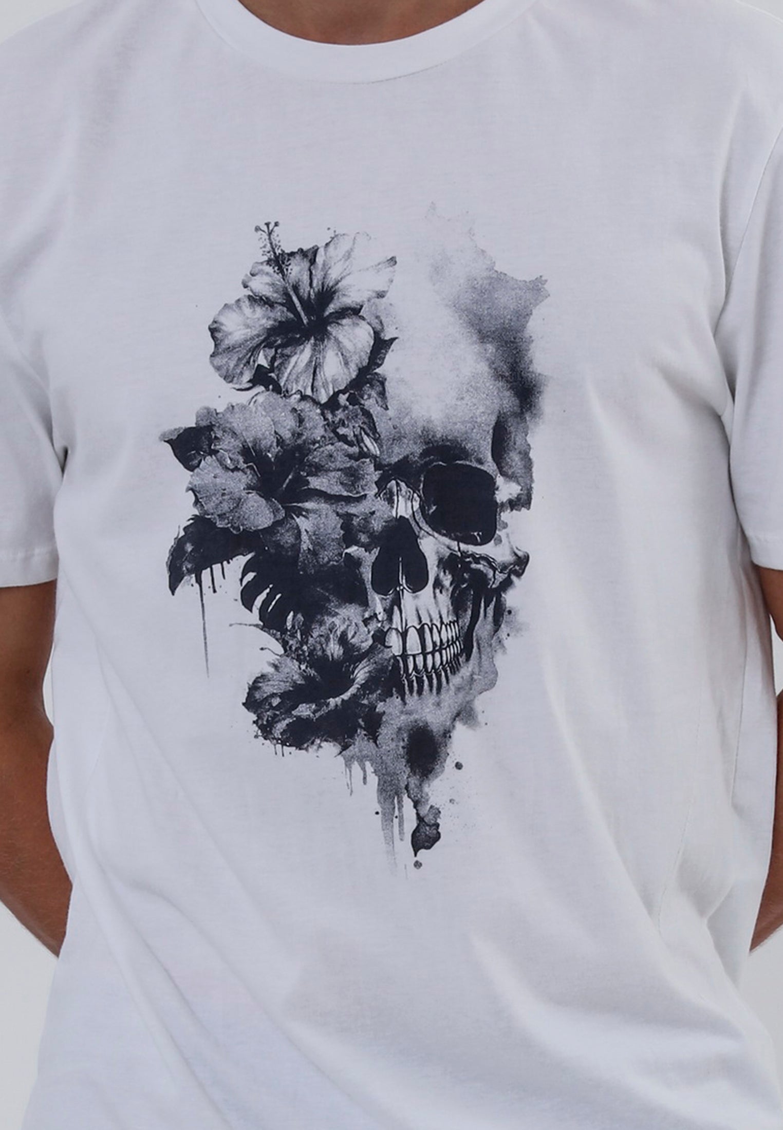 WATER COLOUR SKULL T-SHIRT WHITE