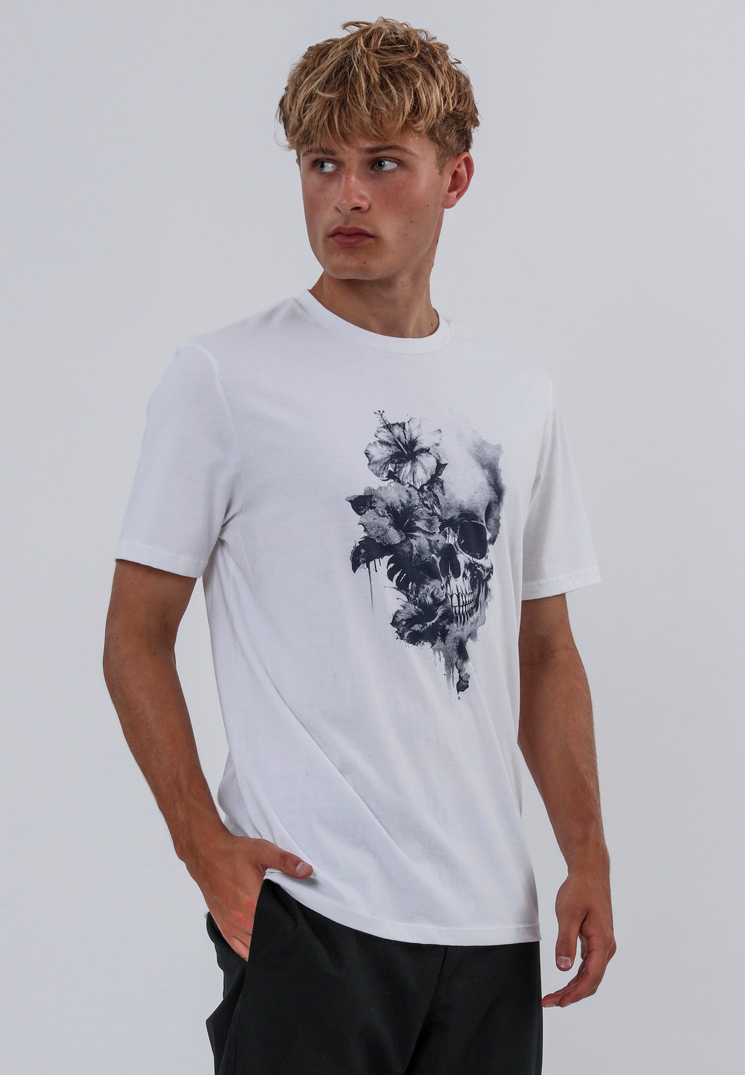 WATER COLOUR SKULL T-SHIRT WHITE