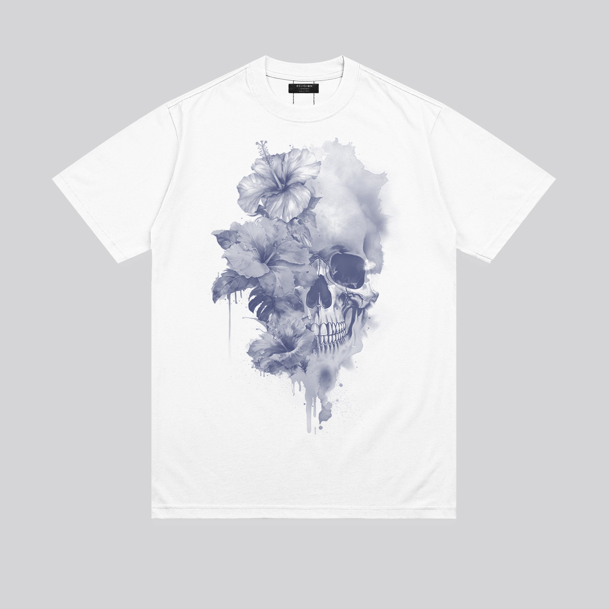 WATER COLOUR SKULL T-SHIRT WHITE