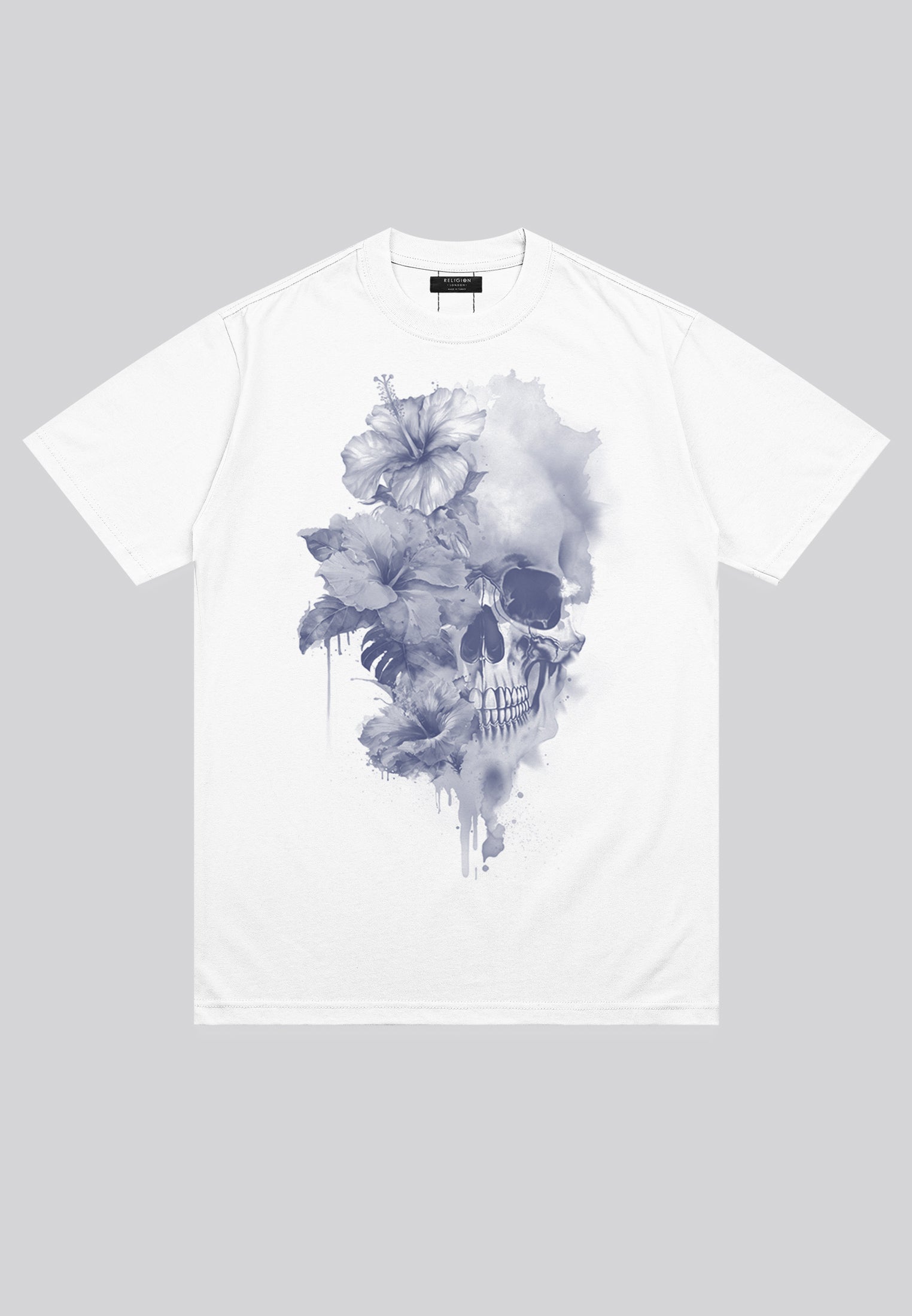 WATER COLOUR SKULL T-SHIRT WHITE