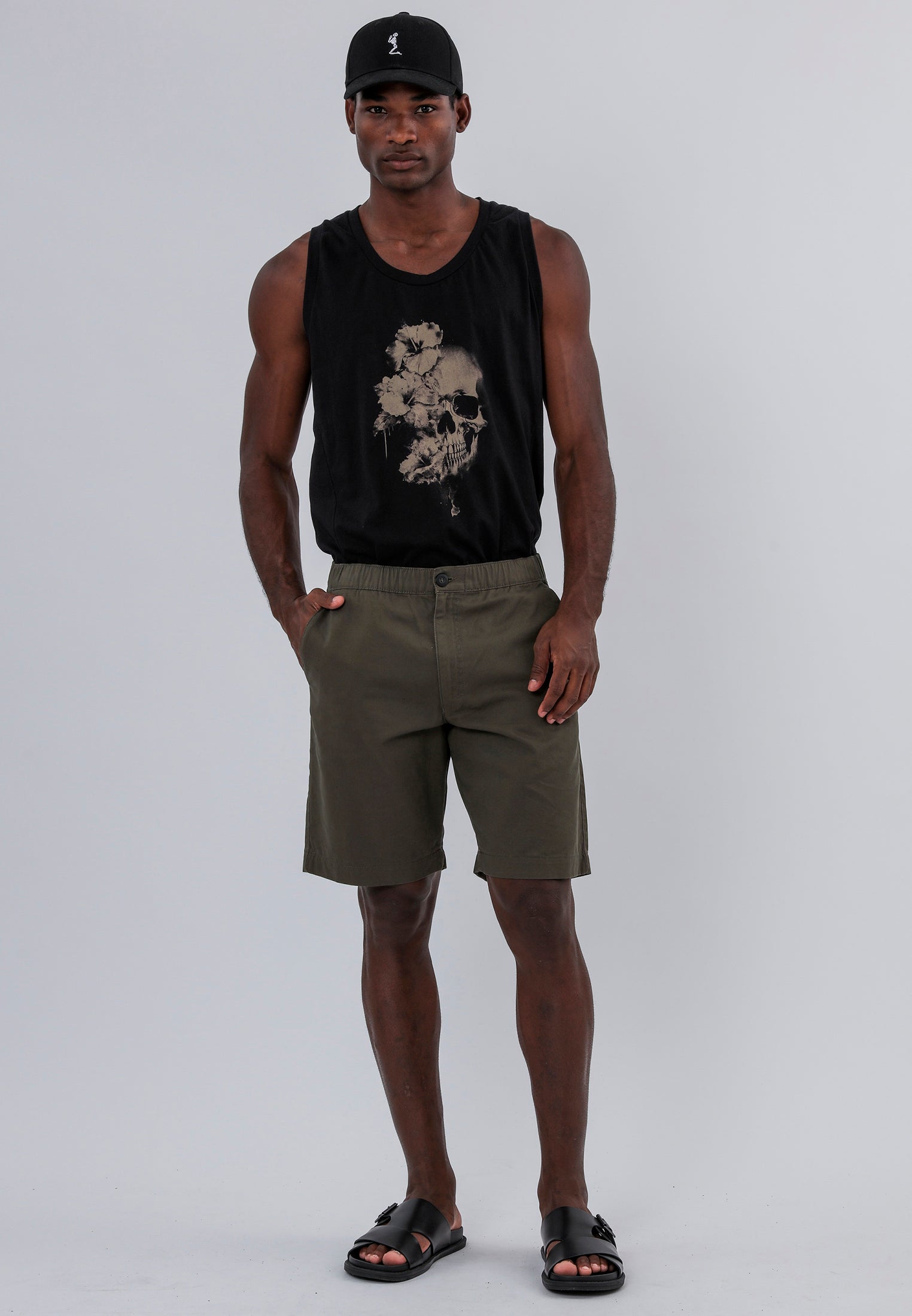 ELASTICATED LONGLINE CHINO SHORTS KHAKI