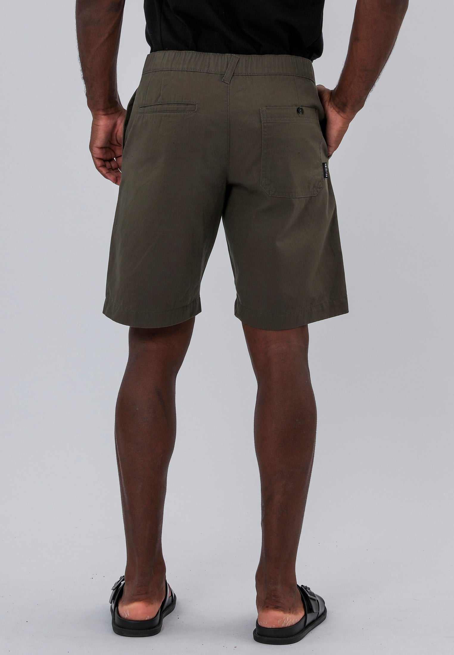 ELASTICATED LONGLINE CHINO SHORTS KHAKI