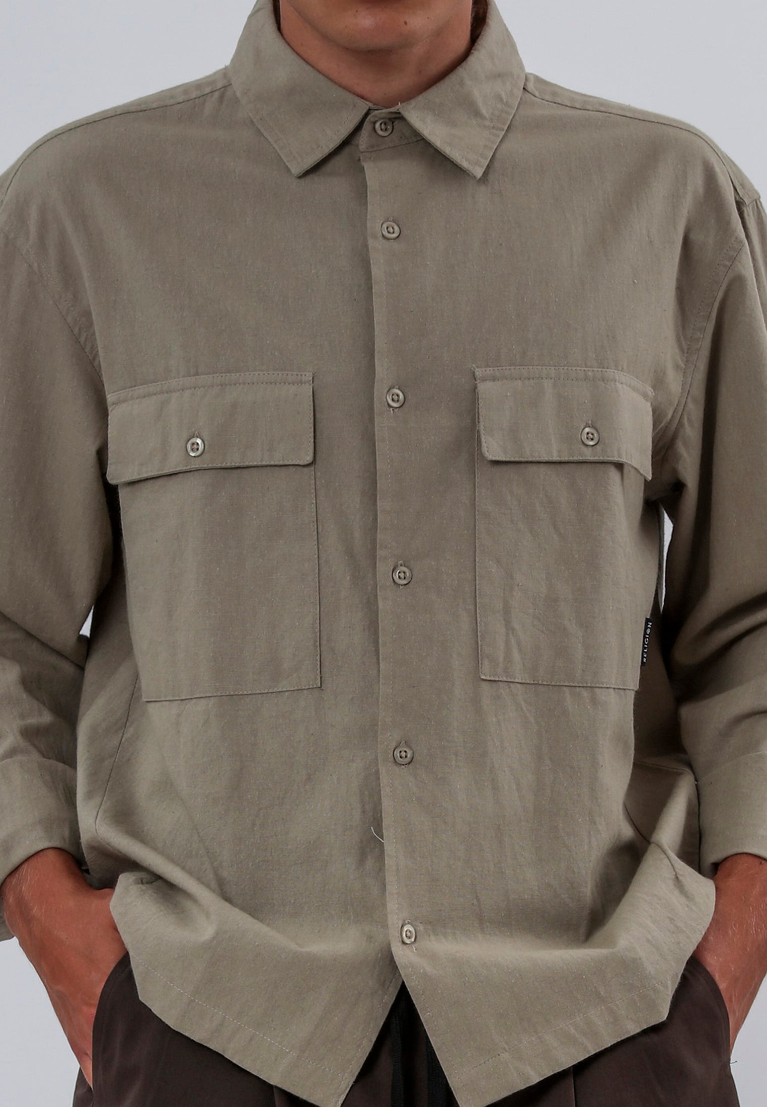 TWO POCKET RELAXED LS SHIRT LIGHT KHAKI
