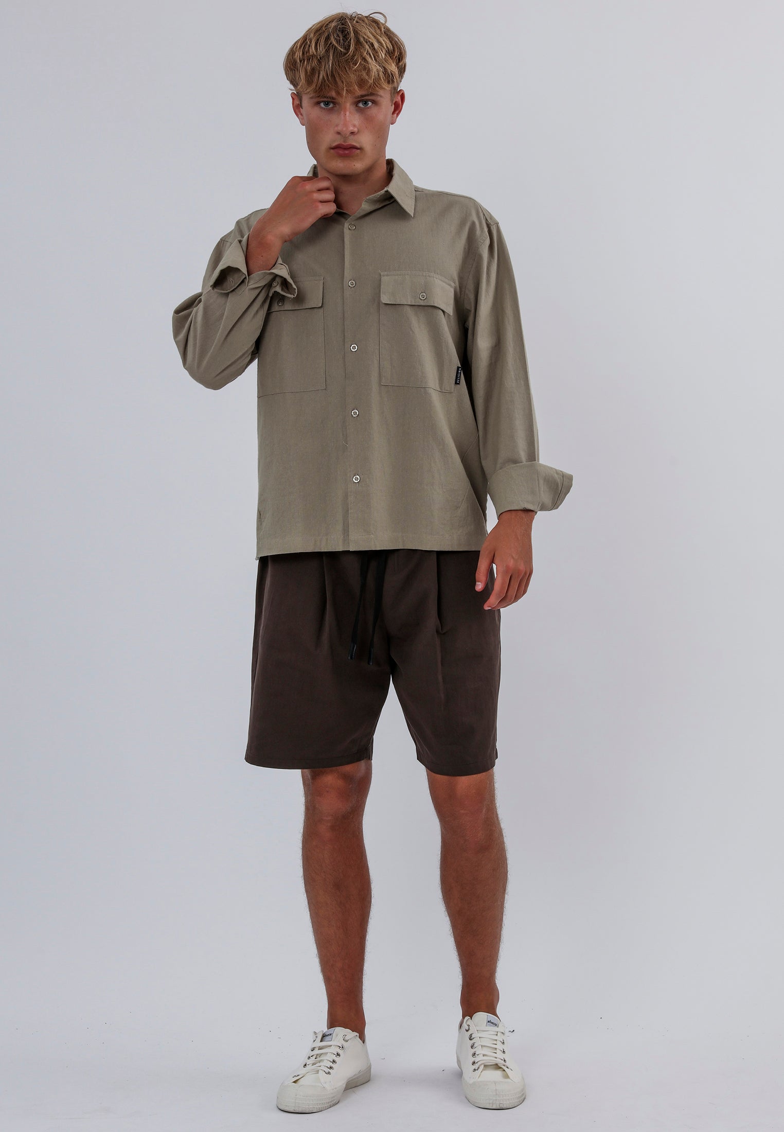 TWO POCKET RELAXED LS SHIRT LIGHT KHAKI
