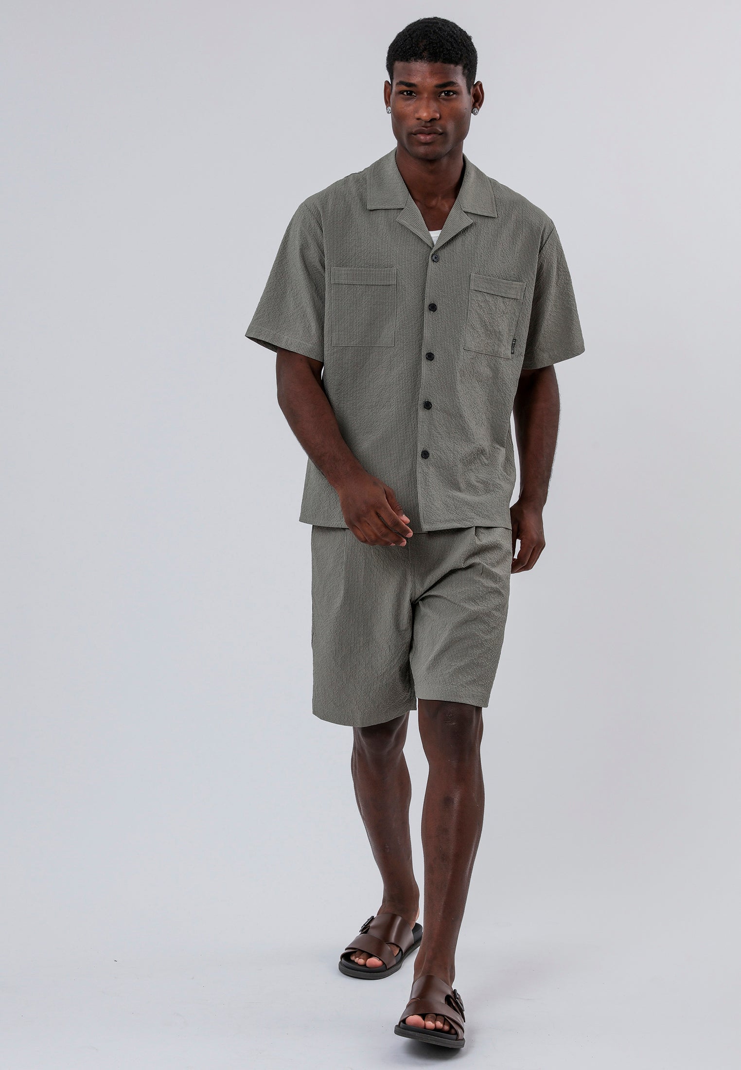 MYKONOS DOUBLE POCKET HOLIDAY SHIRT MOSS GREEN