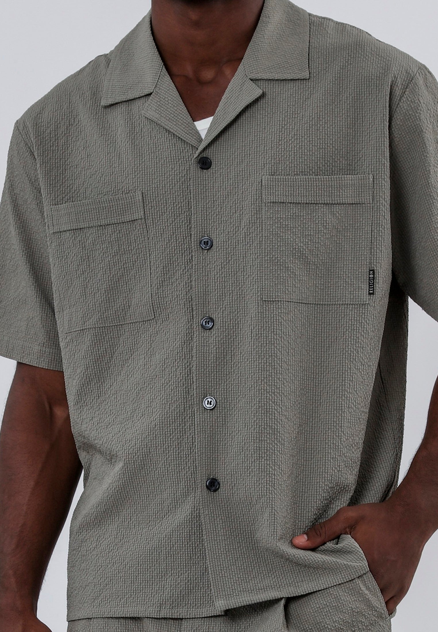 MYKONOS DOUBLE POCKET HOLIDAY SHIRT MOSS GREEN