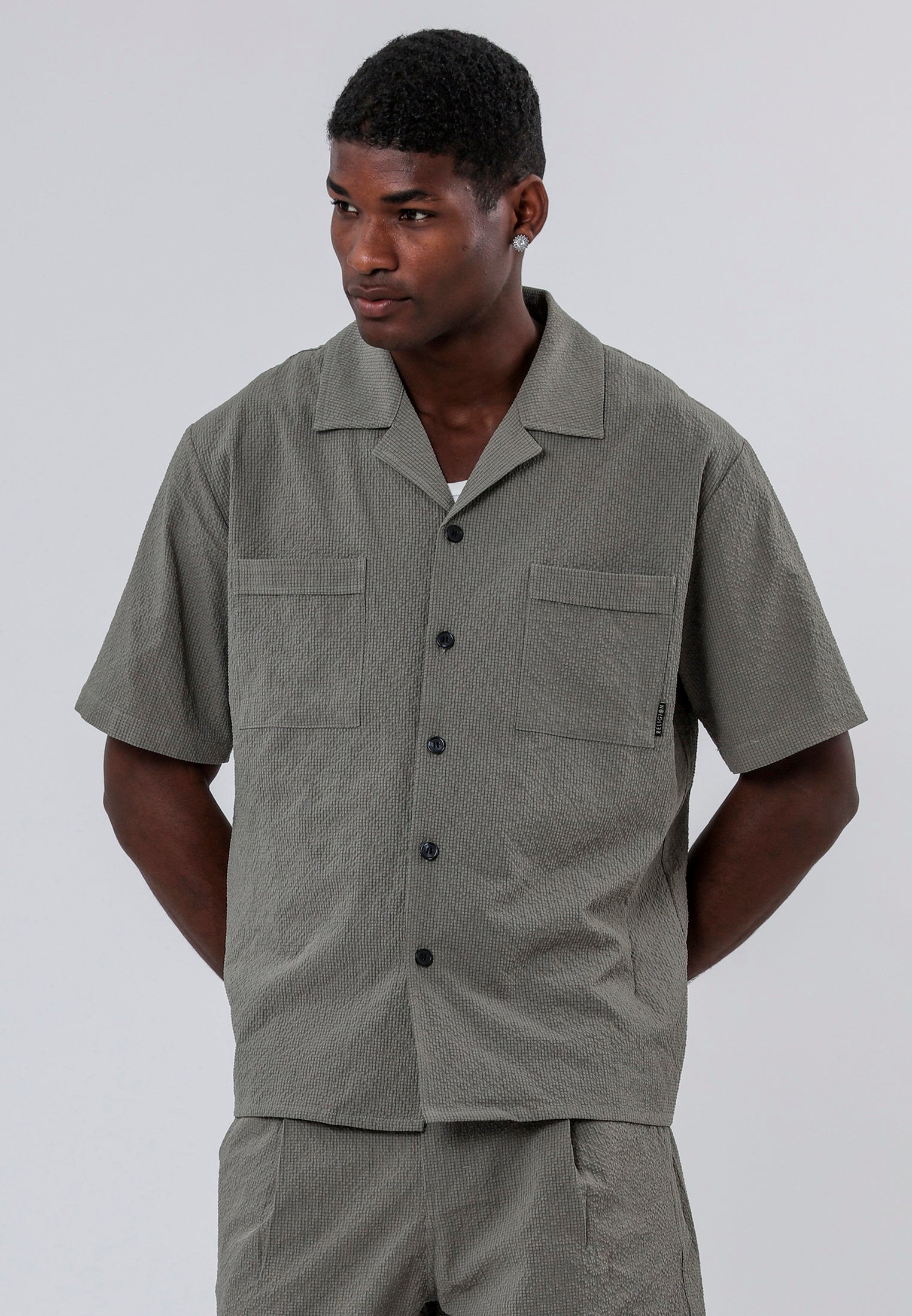 MYKONOS DOUBLE POCKET HOLIDAY SHIRT MOSS GREEN
