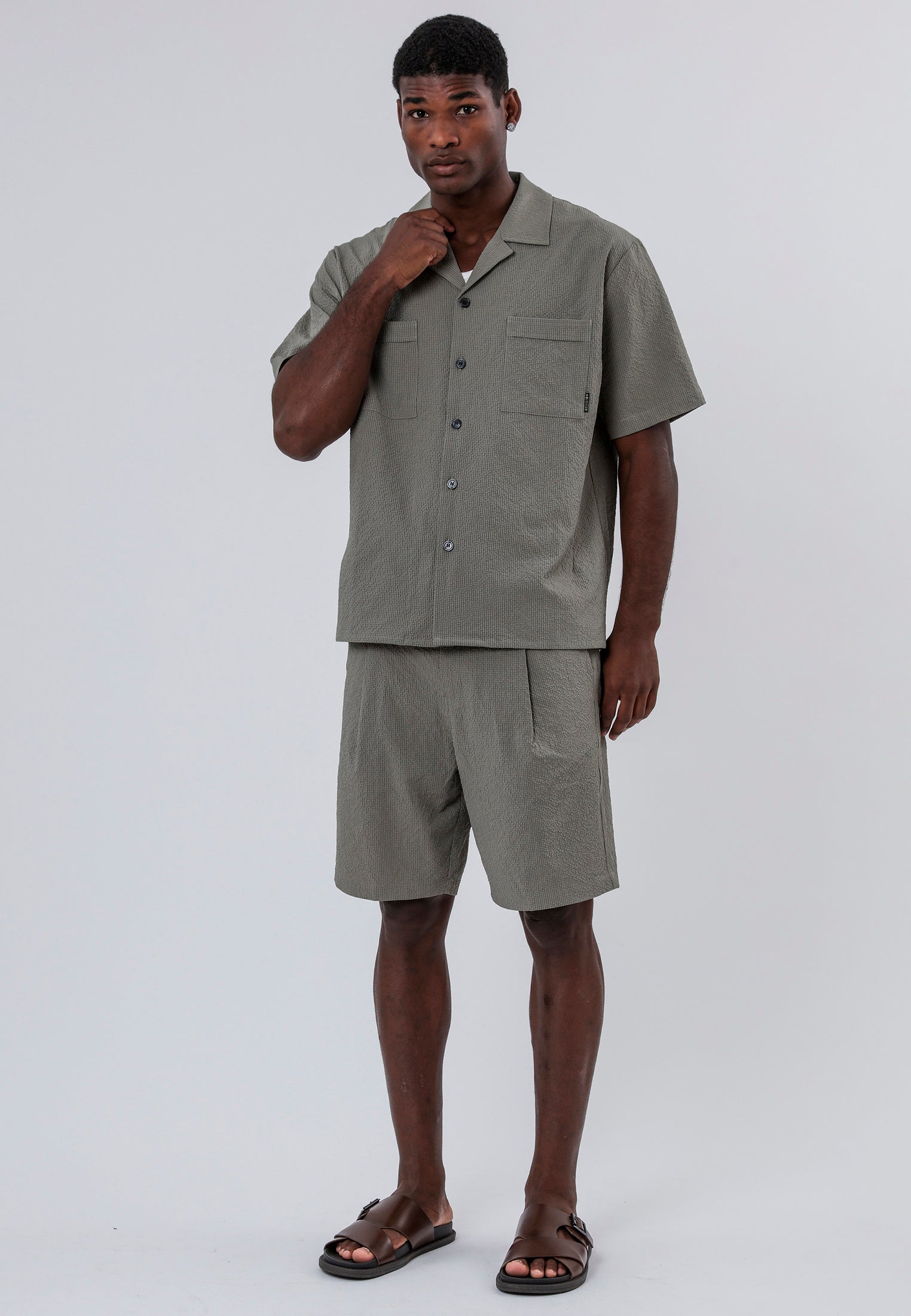 MYKONOS DOUBLE POCKET HOLIDAY SHIRT MOSS GREEN