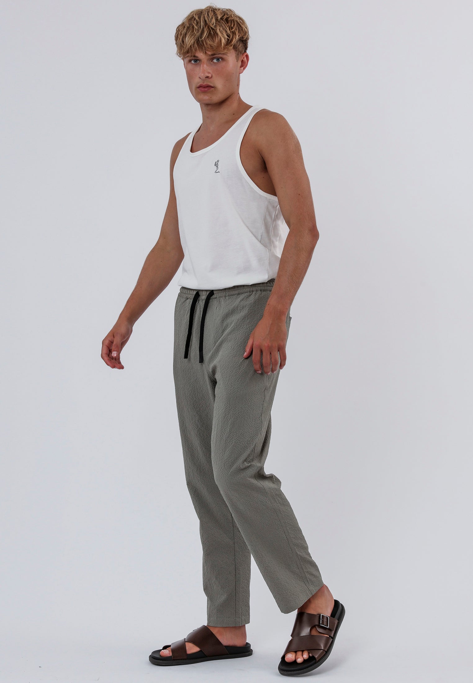 ELASTICATED CHINO MOSS GREEN