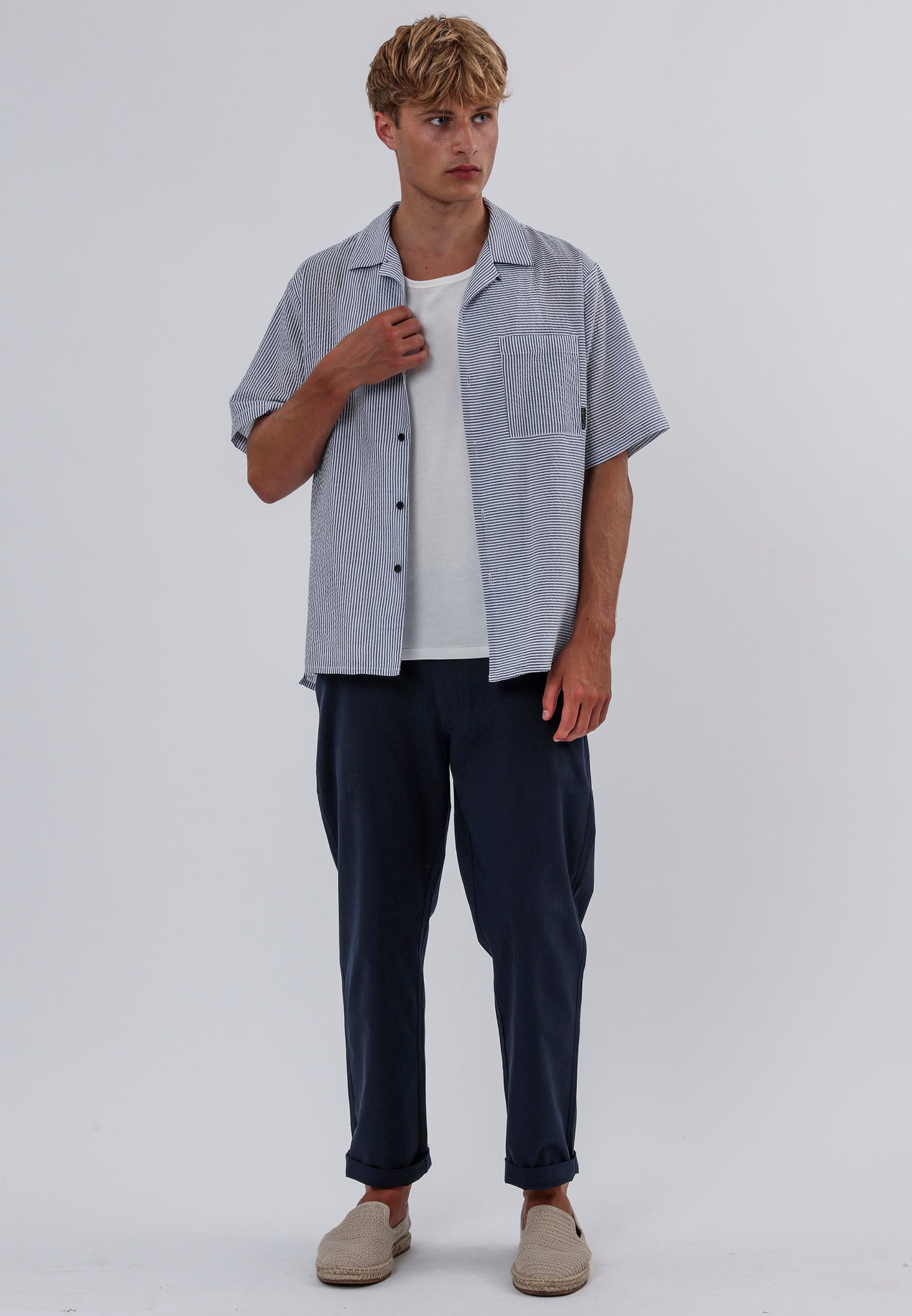 ILLUSION SHIRT OFF WHITE & BLUE