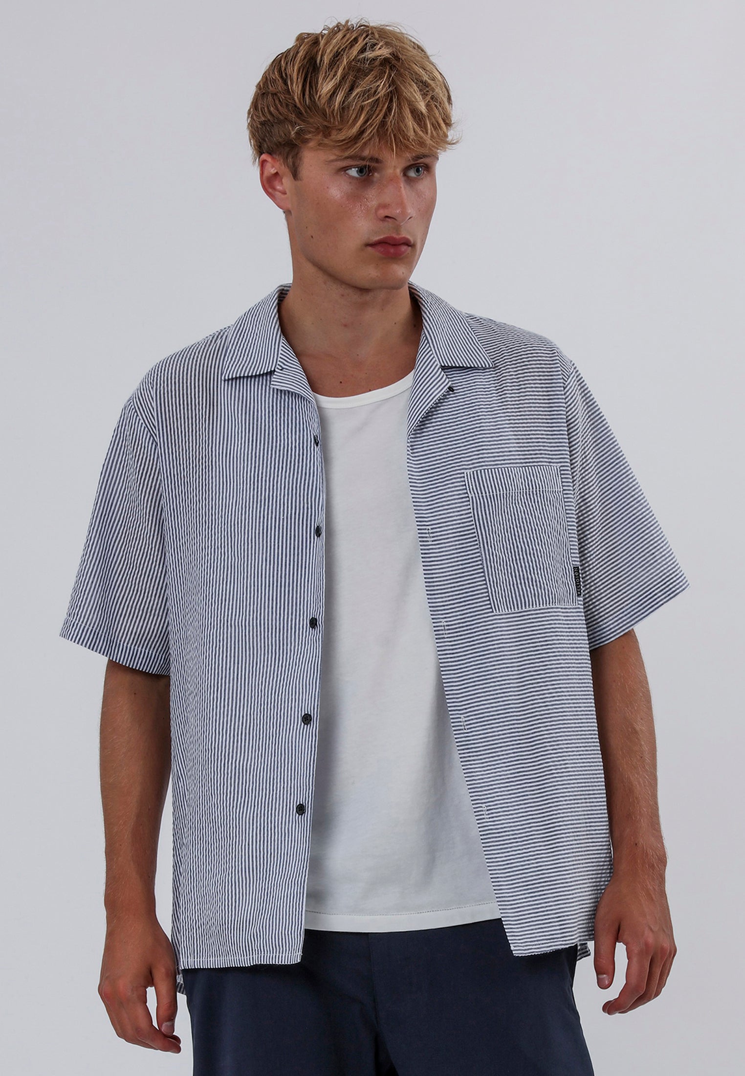 ILLUSION SHIRT OFF WHITE & BLUE