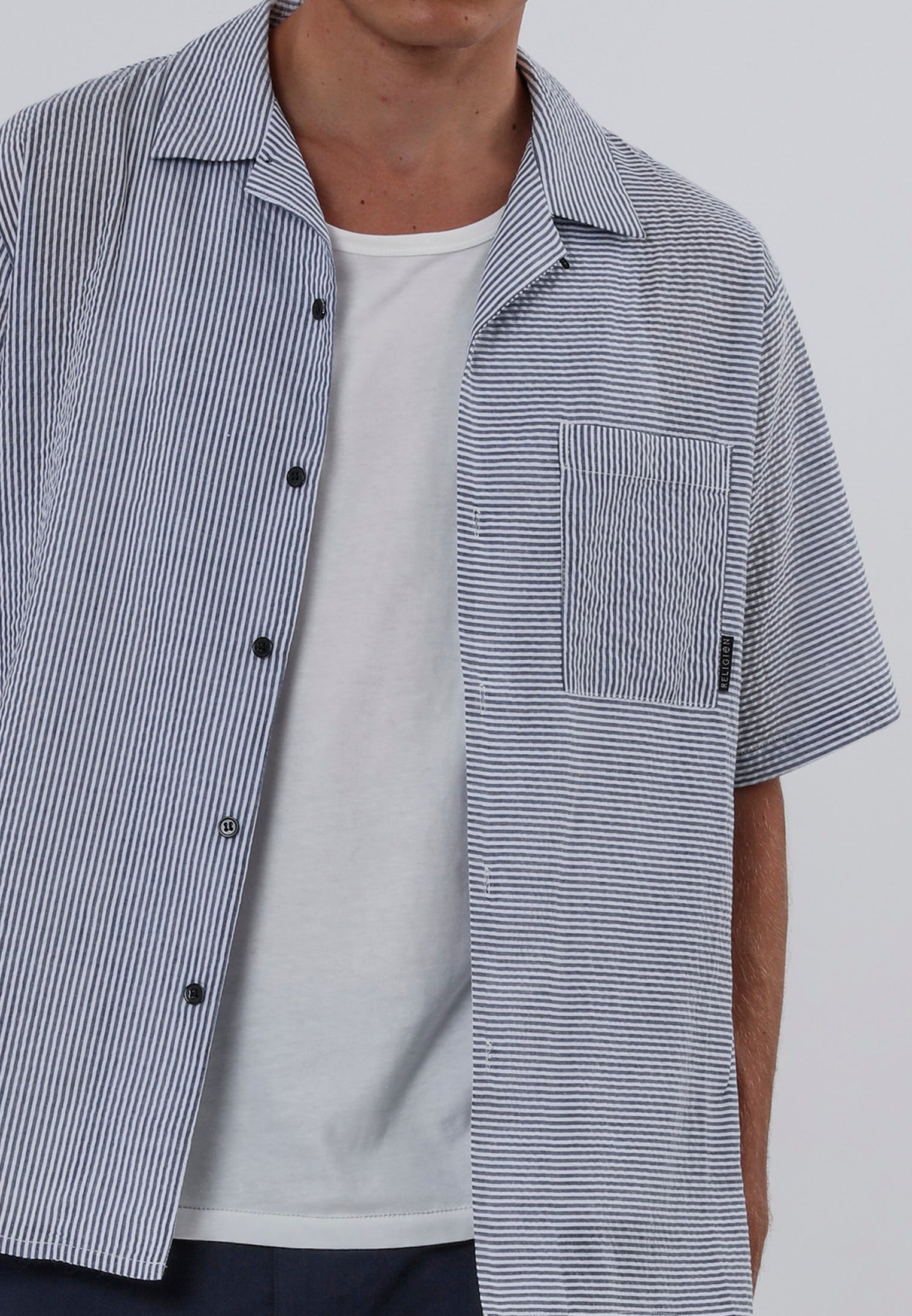 ILLUSION SHIRT OFF WHITE & BLUE