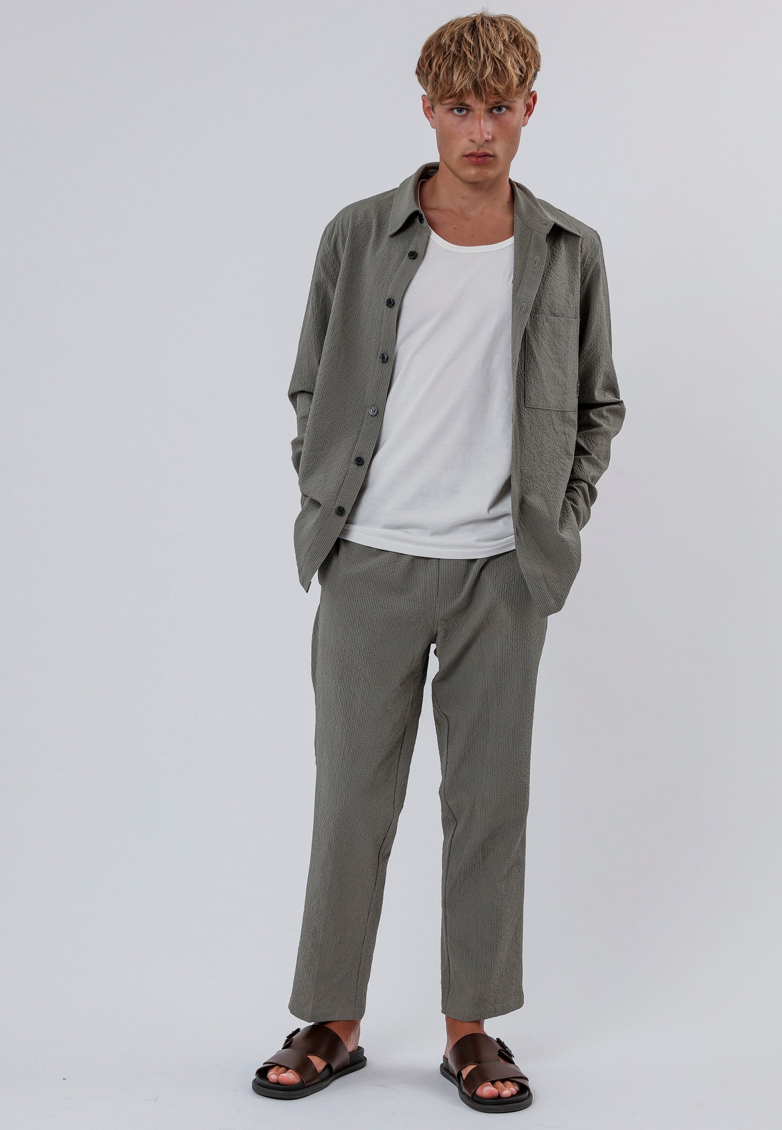 MYKONOS LONG SLEEVE HOLIDAY SHIRT MOSS GREEN