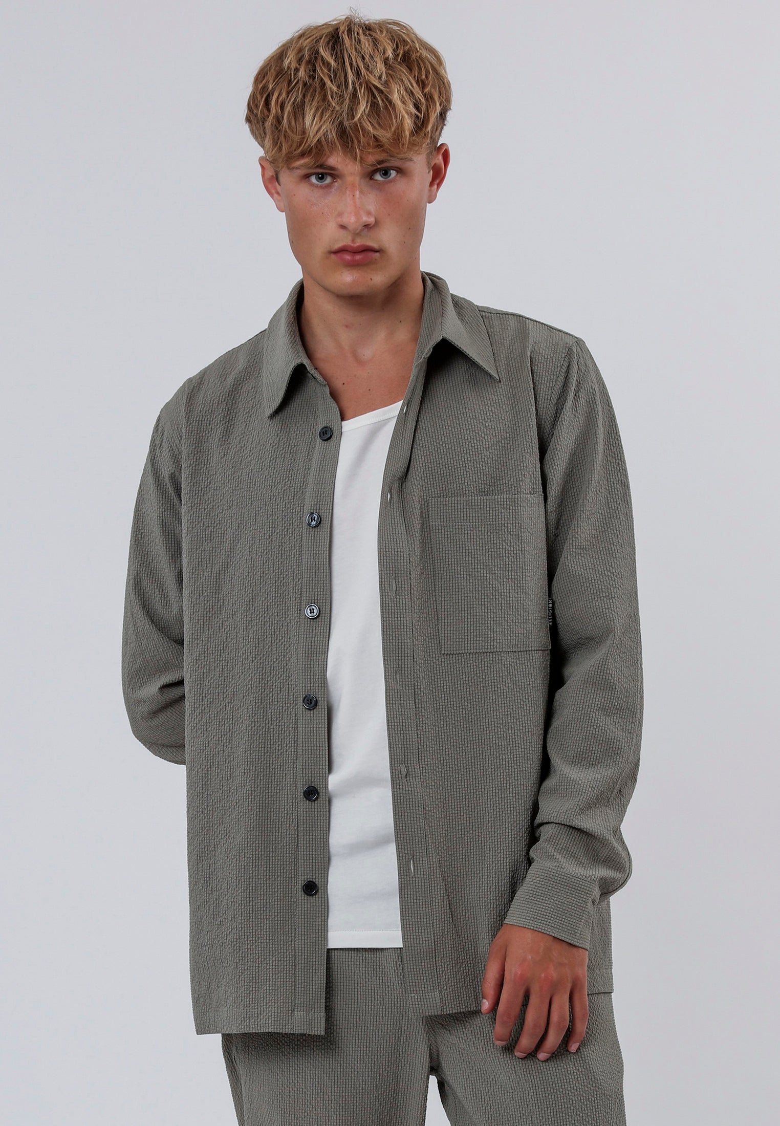 MYKONOS LONG SLEEVE HOLIDAY SHIRT MOSS GREEN