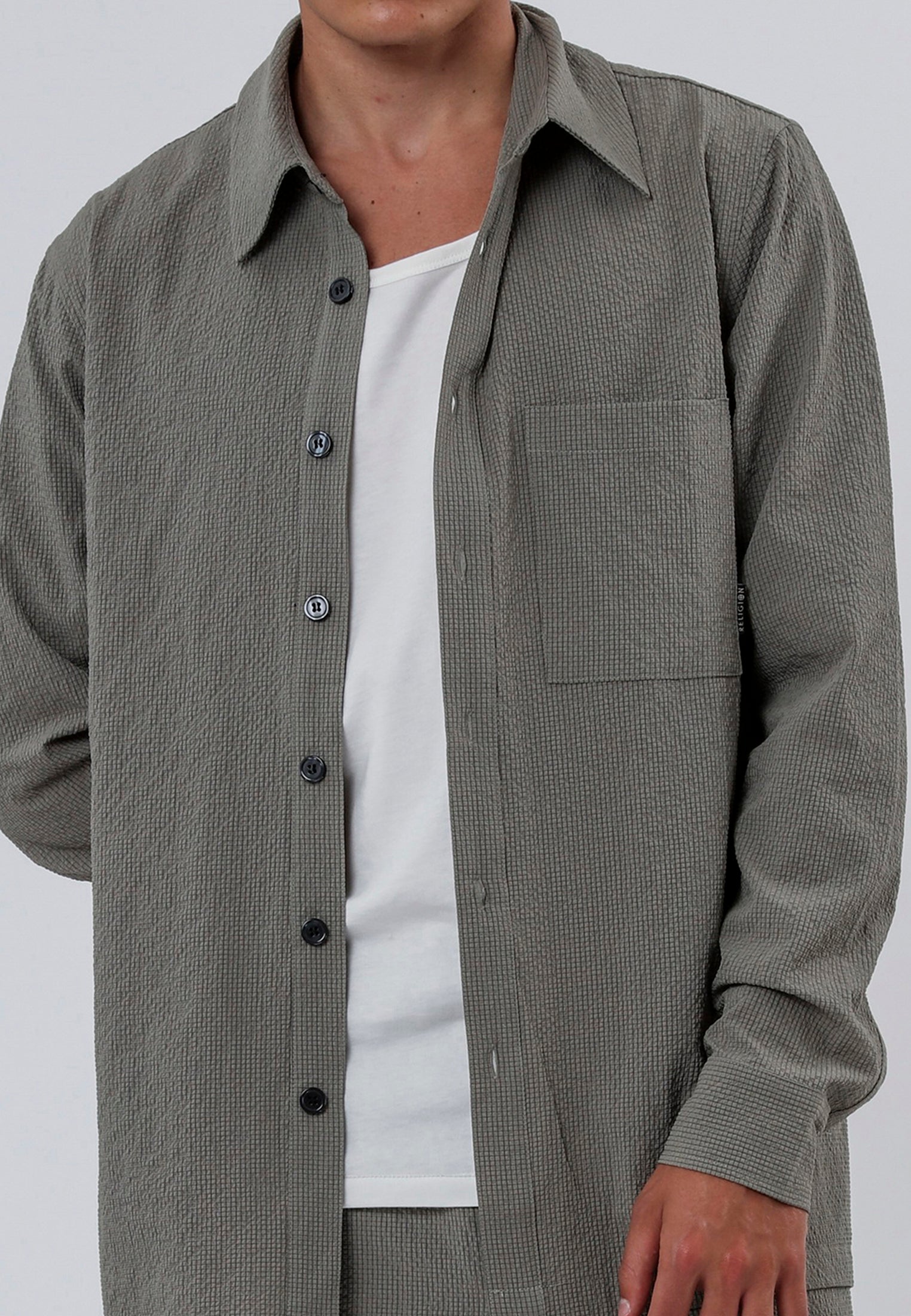 MYKONOS LONG SLEEVE HOLIDAY SHIRT MOSS GREEN