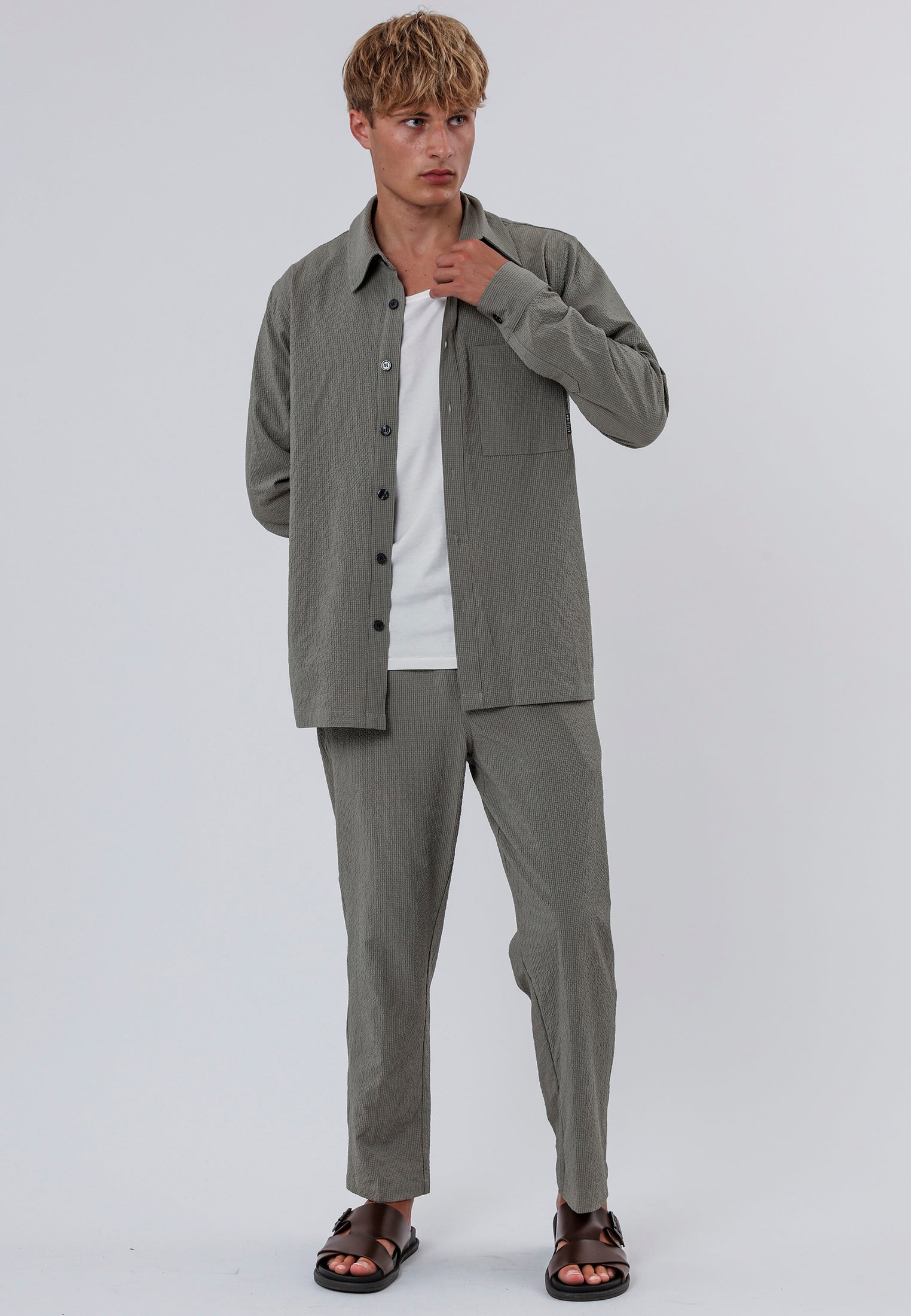 MYKONOS LONG SLEEVE HOLIDAY SHIRT MOSS GREEN