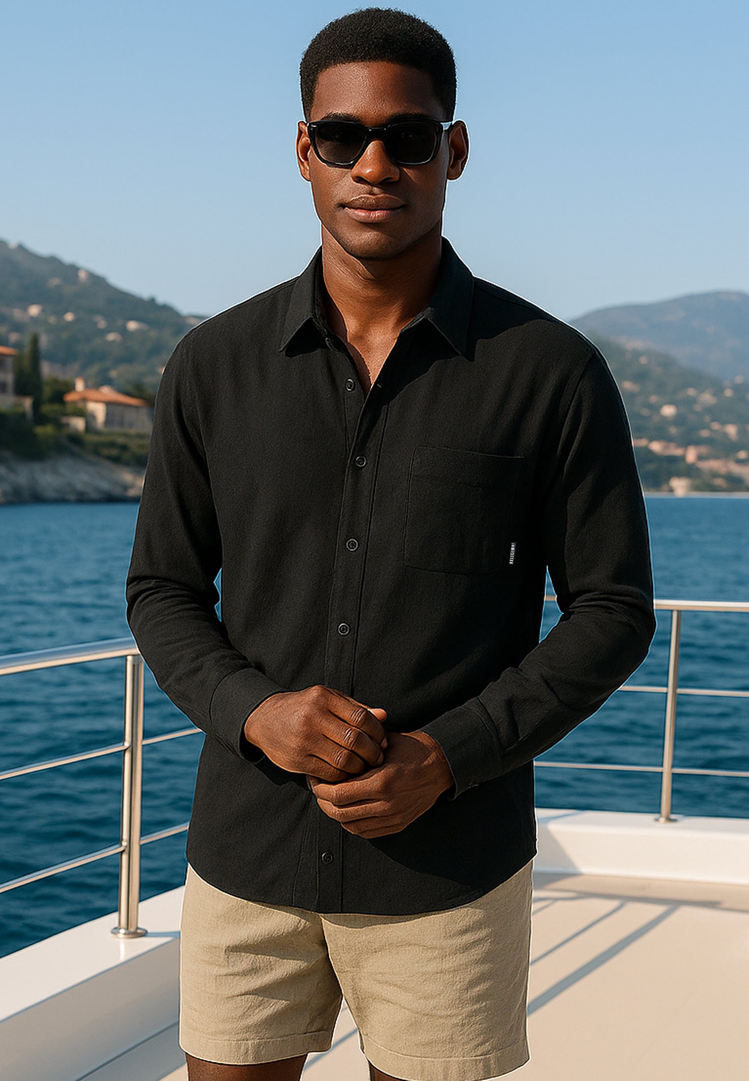 MONACO LONG SLEEVE HOLIDAY SHIRT MIDNIGHT
