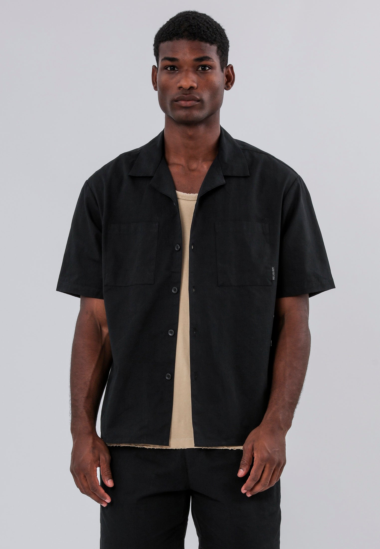 MARBELLA LIGHTWEIGHT HOLIDAY SHIRT JET BLACK