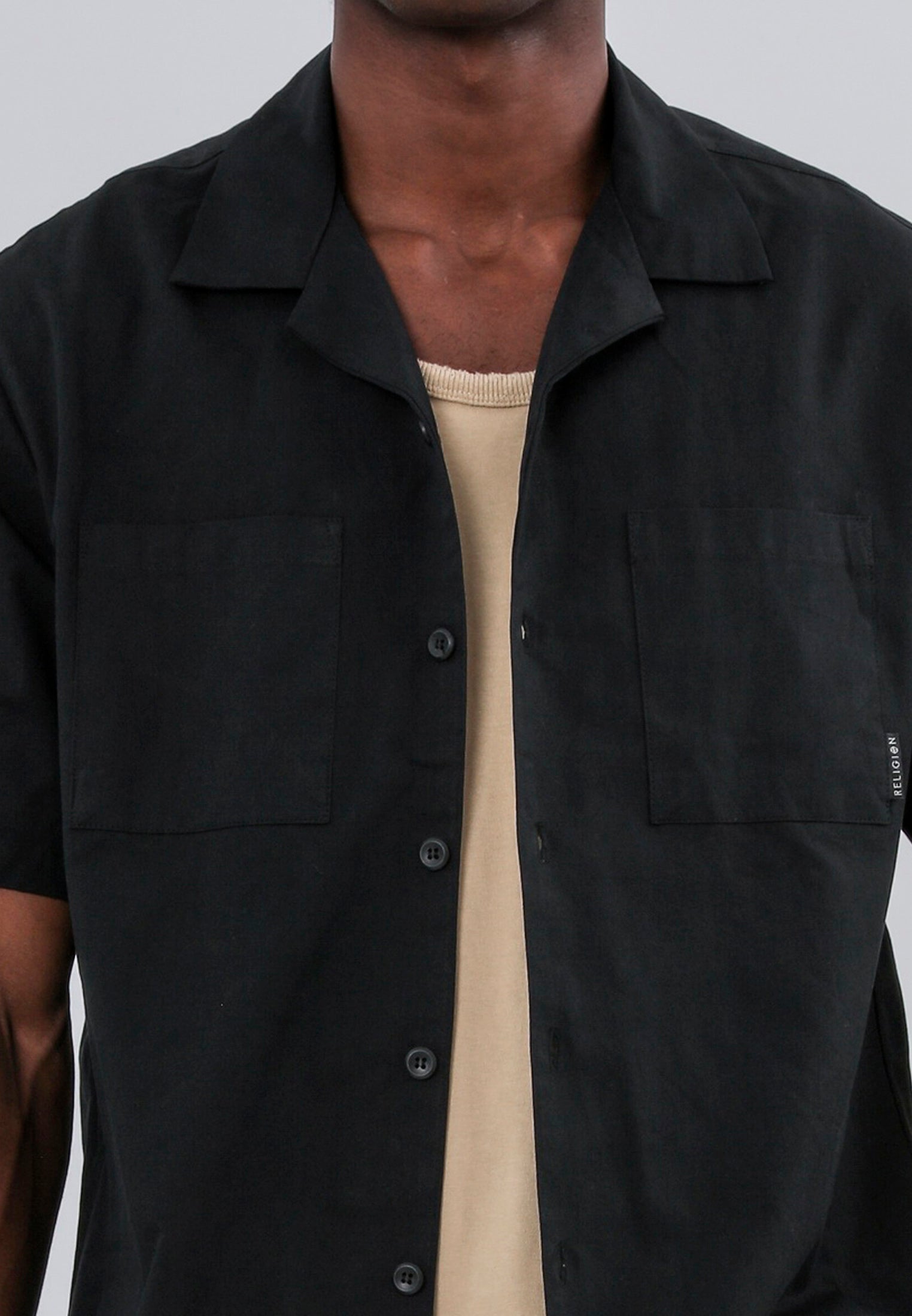 MARBELLA LIGHTWEIGHT HOLIDAY SHIRT JET BLACK