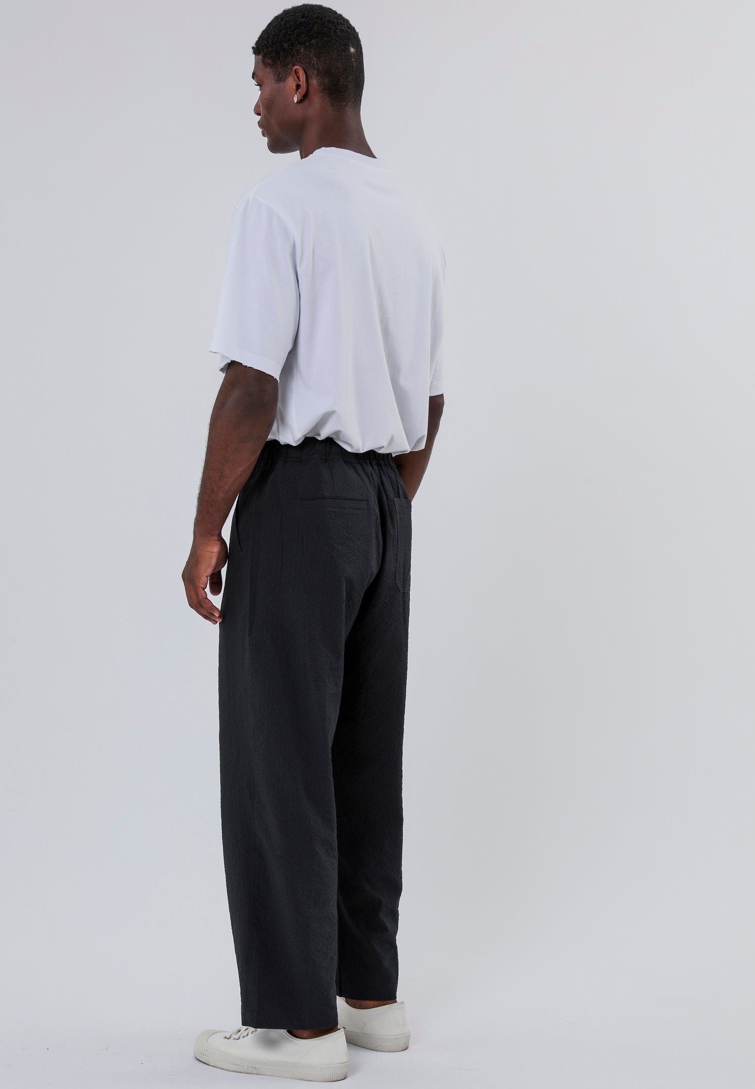PLEATED ELASTICATED WAIST TROUSERS JET BLACK