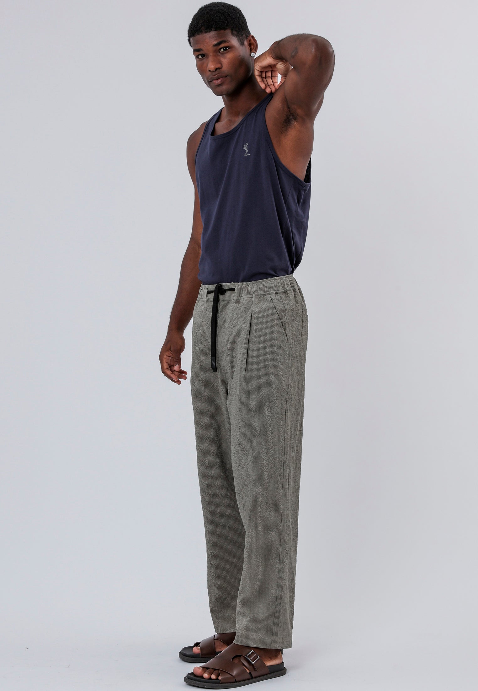 MYKONOS PLEATED HOLIDAY TROUSERS MOSS GREEN