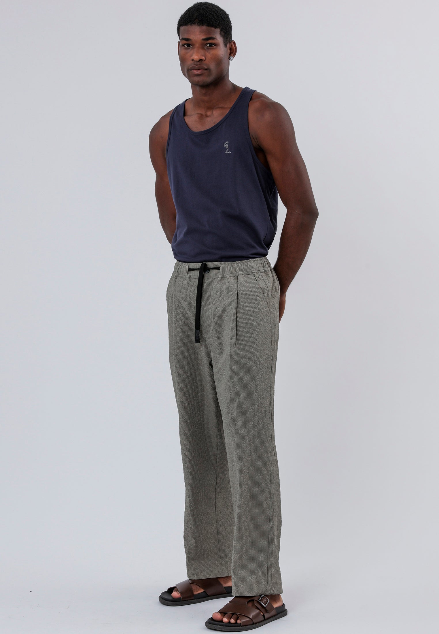 MYKONOS PLEATED HOLIDAY TROUSERS MOSS GREEN