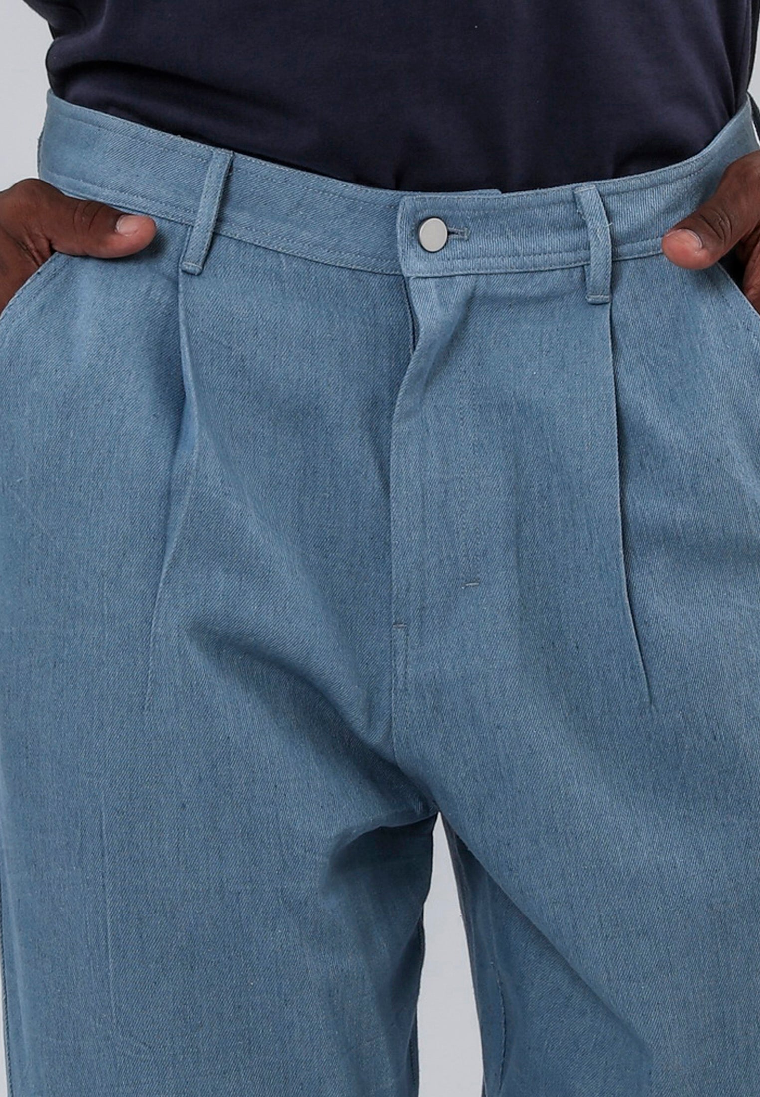 PLEATED DENIM BLUE