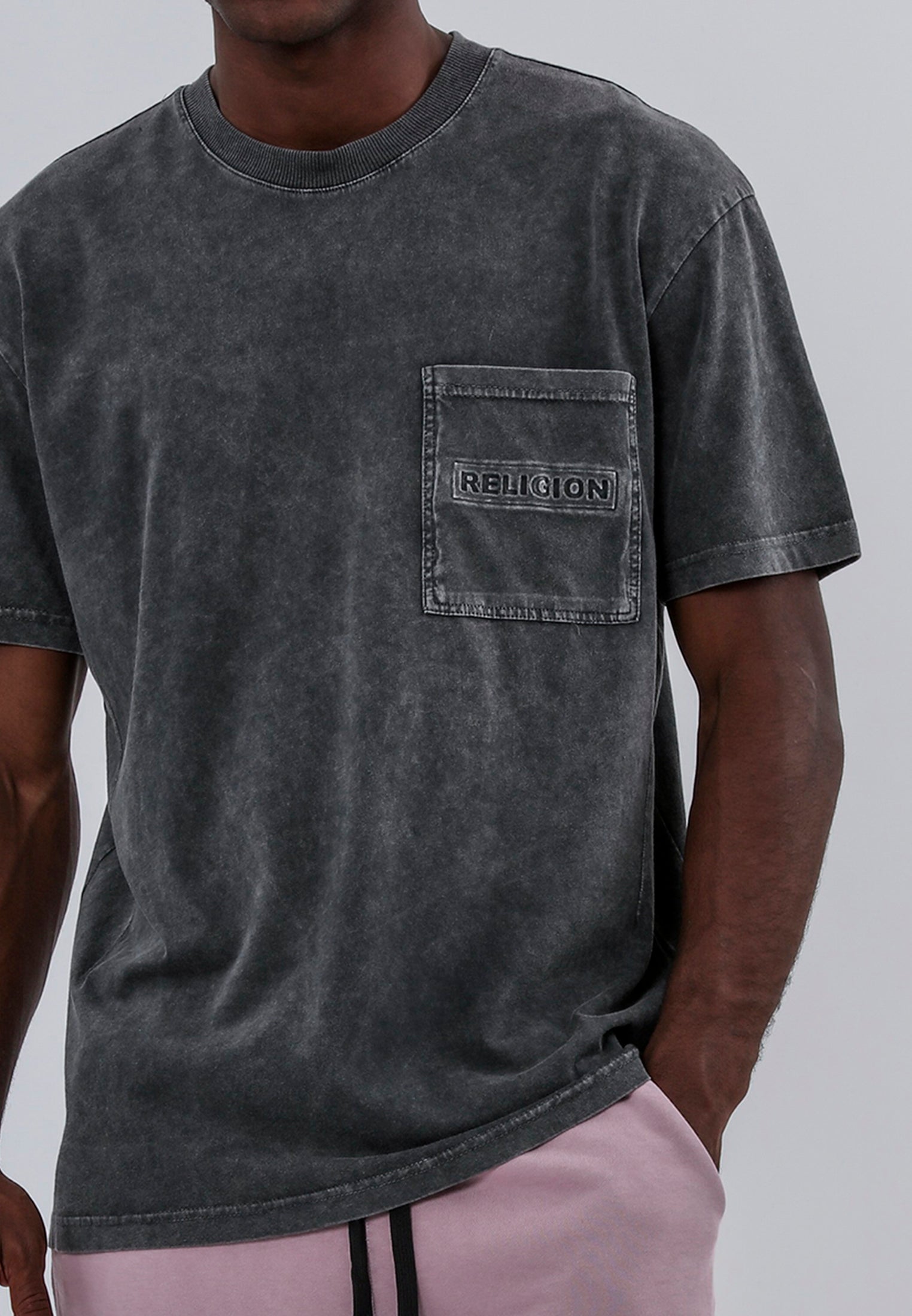 ACID LOGO T-SHIRT WASHED CHARCOAL