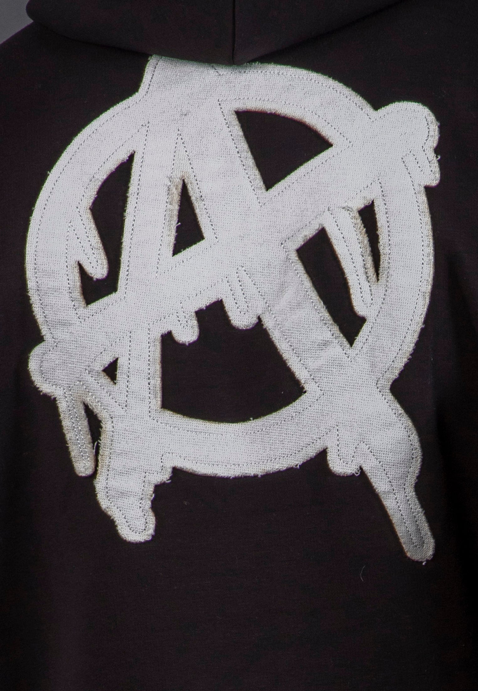 ANARCHY APPLIQUE HOODIE BLACK & OFF WHITE