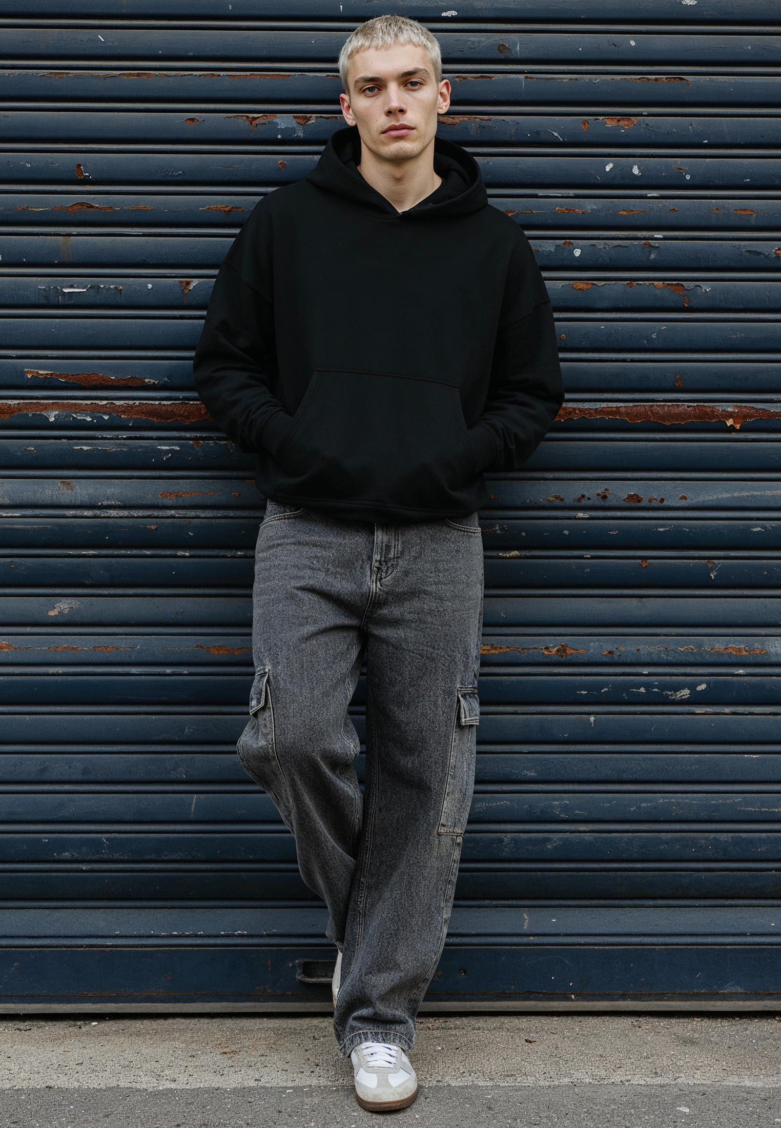 CROP BOX HOODIE BLACK