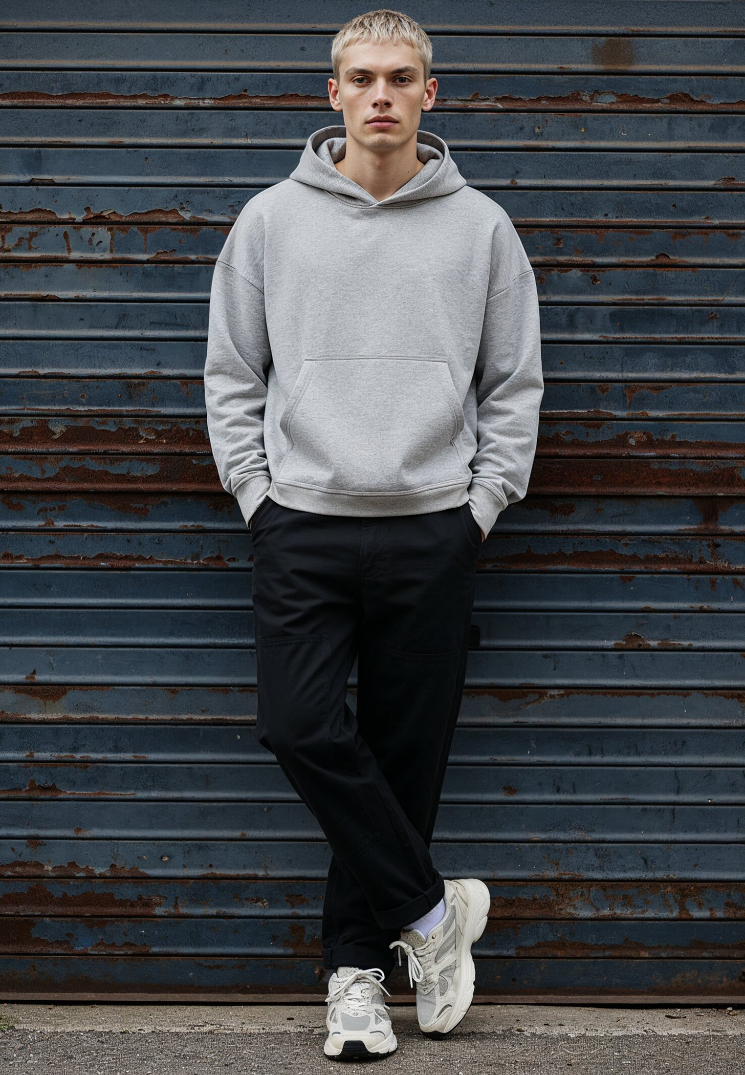 CROP BOX HOODIE GREY MARL