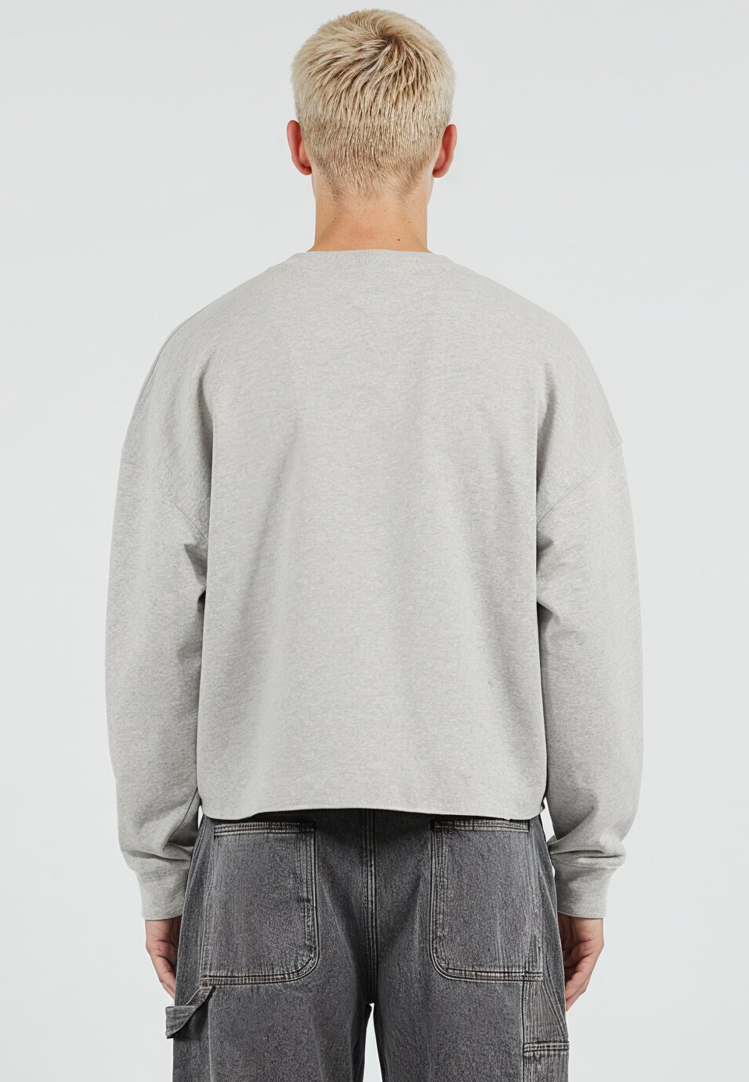 CROP BOX SWEAT GREY MARL