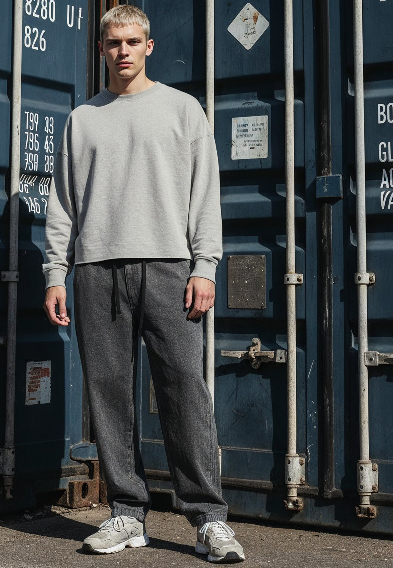 CROP BOX SWEAT GREY MARL