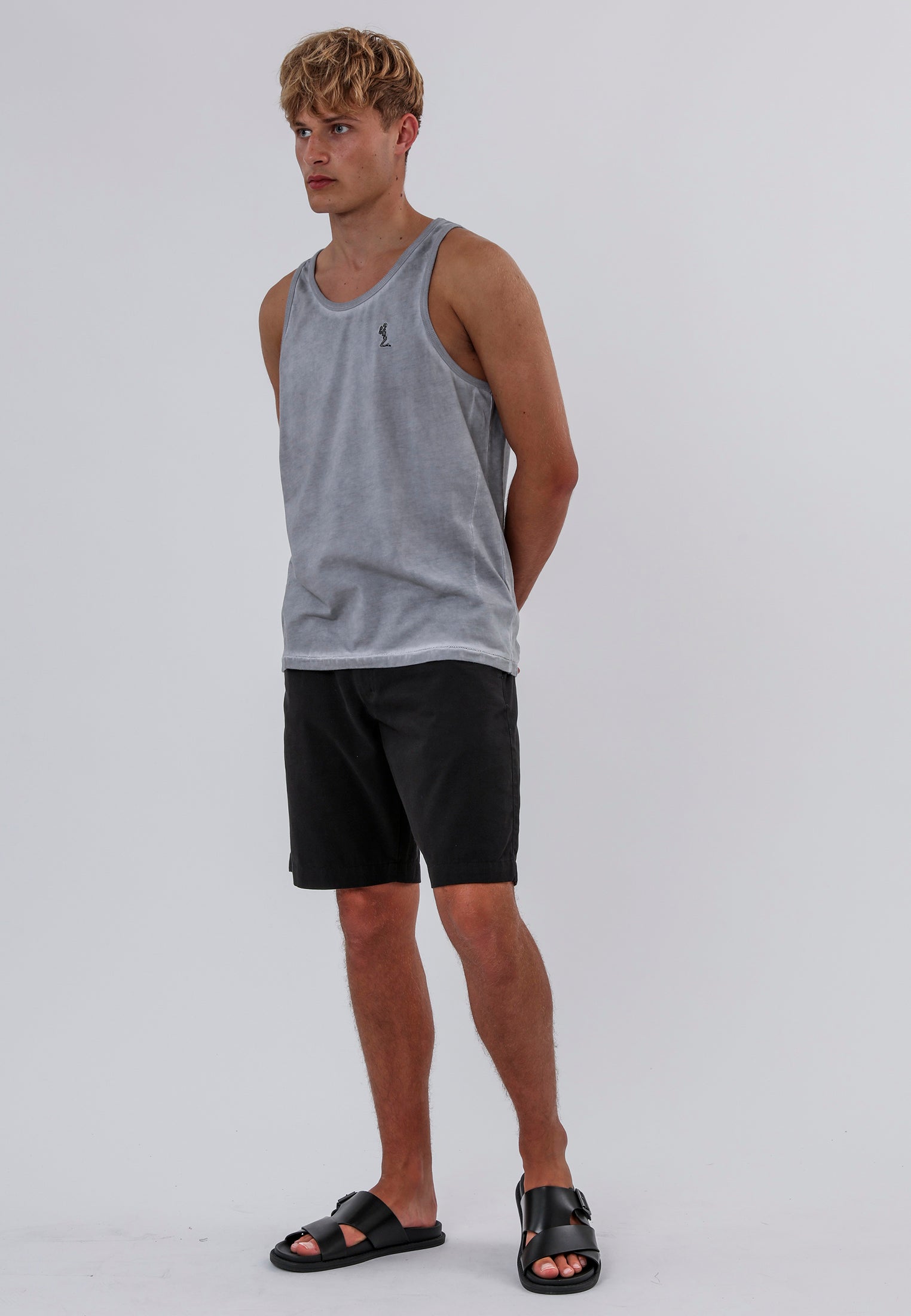 OIL WASH VEST GREY