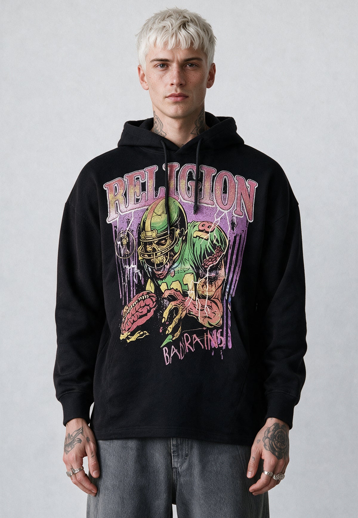 RELIGION FOOTBALL HOODY BLACK