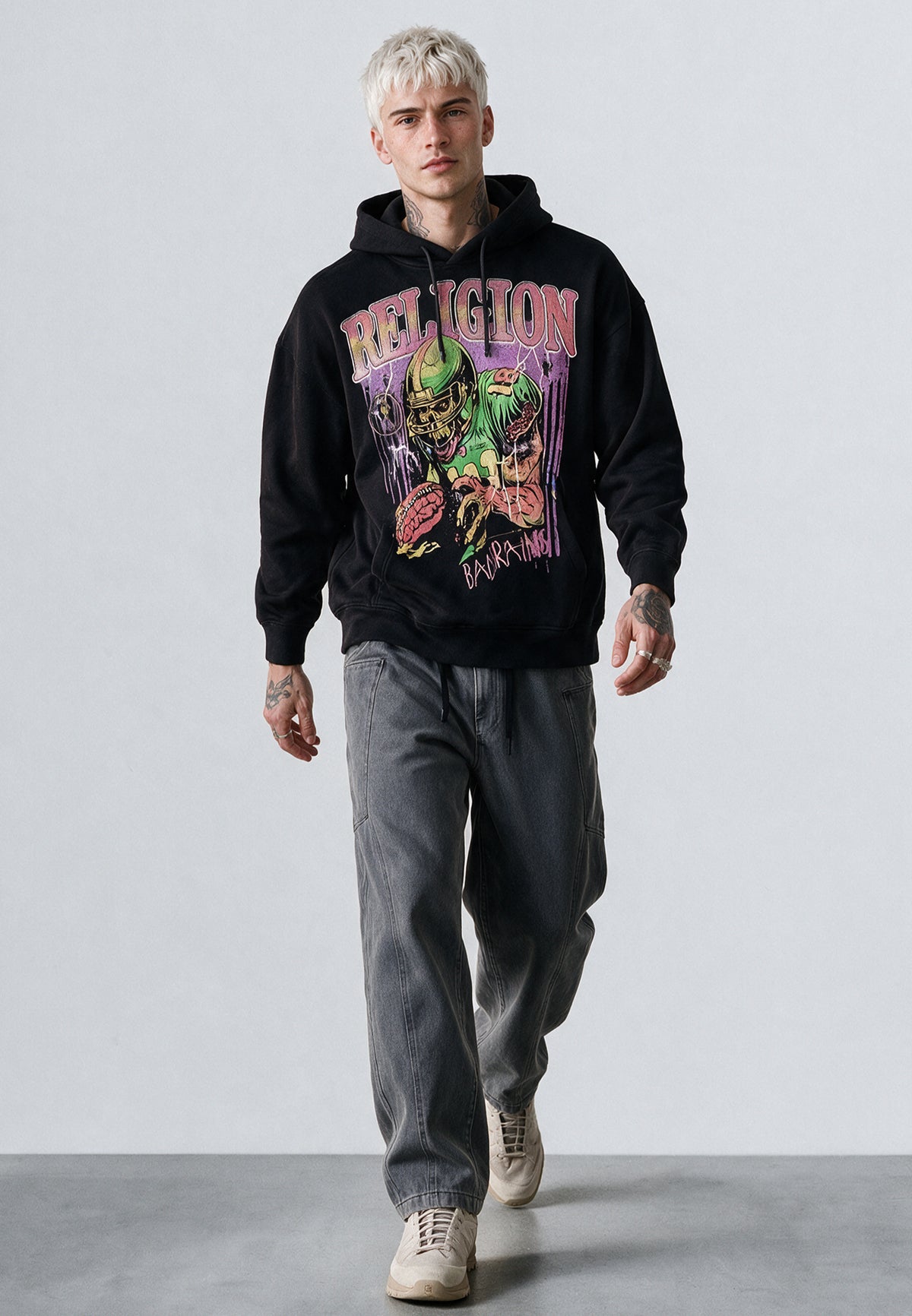 RELIGION FOOTBALL HOODY BLACK