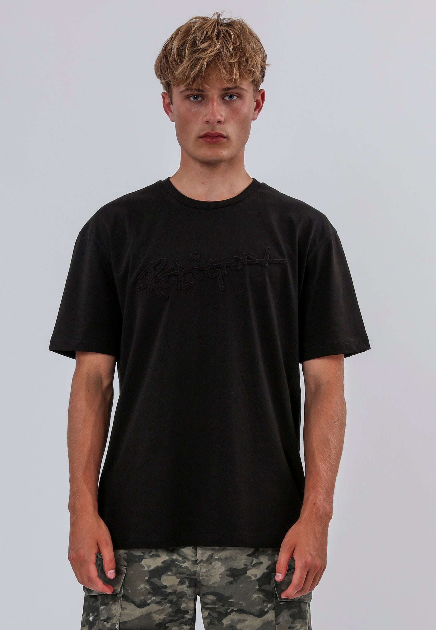 RELIGION APPLIQUE T-SHIRT BLACK